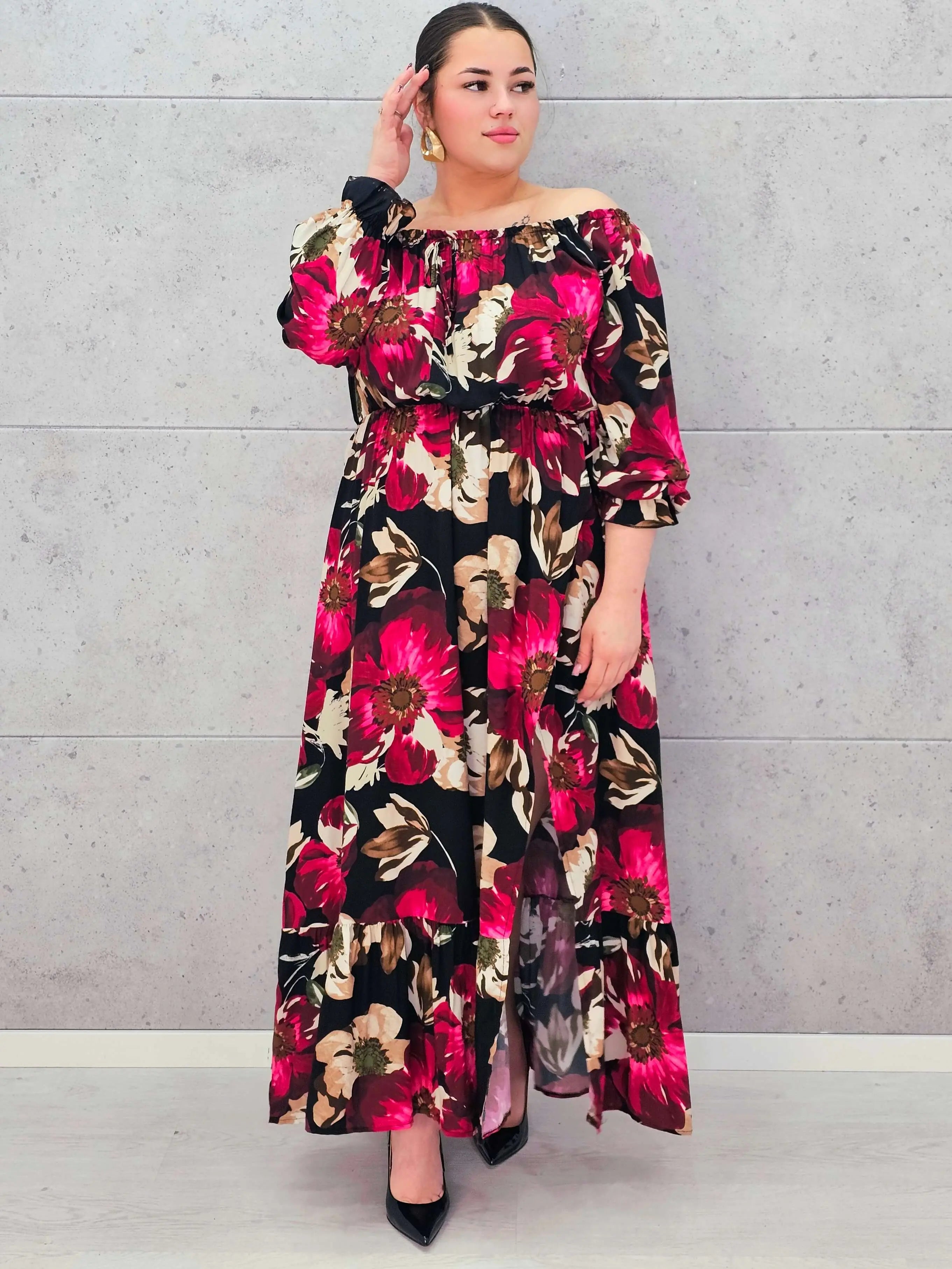 Sukienka plus size hiszpanka maxi – kwiatowa sukienka plus size dla kobiet XXL Stylowa XL