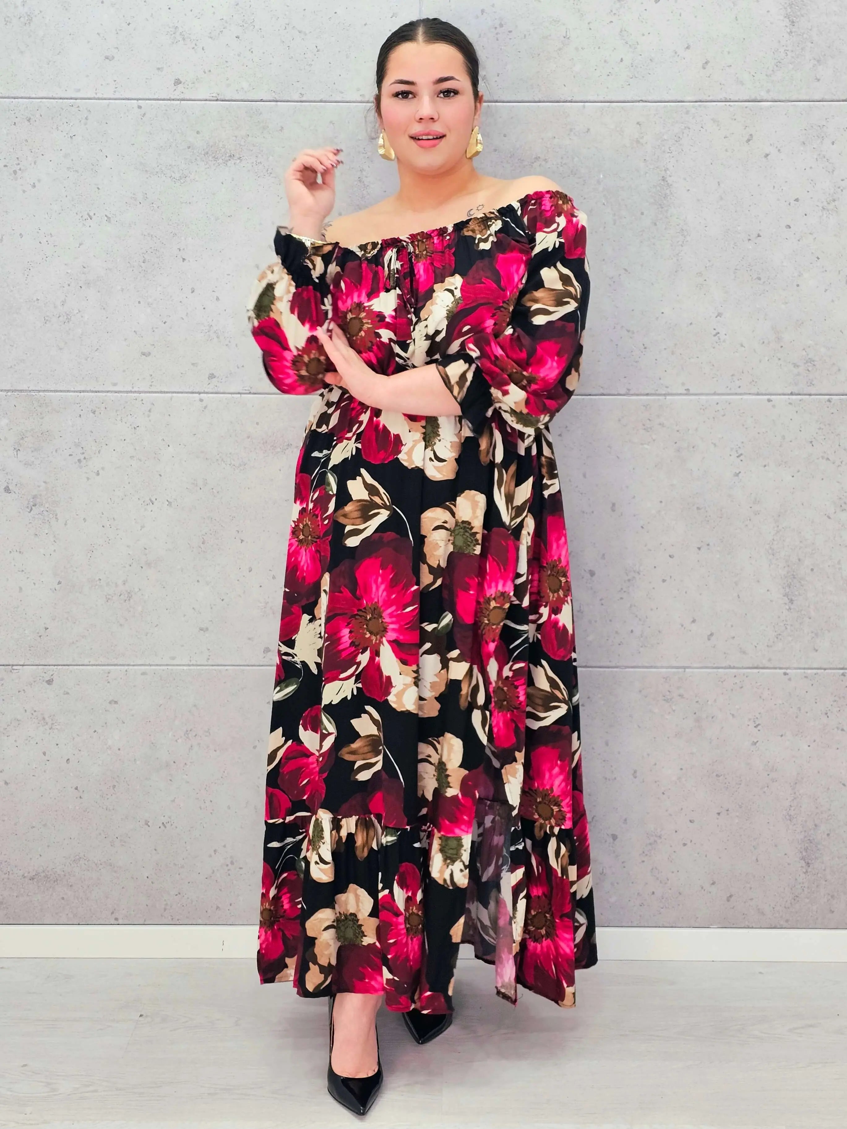 Sukienka plus size hiszpanka maxi – kwiatowa sukienka plus size dla kobiet XXL Stylowa XL