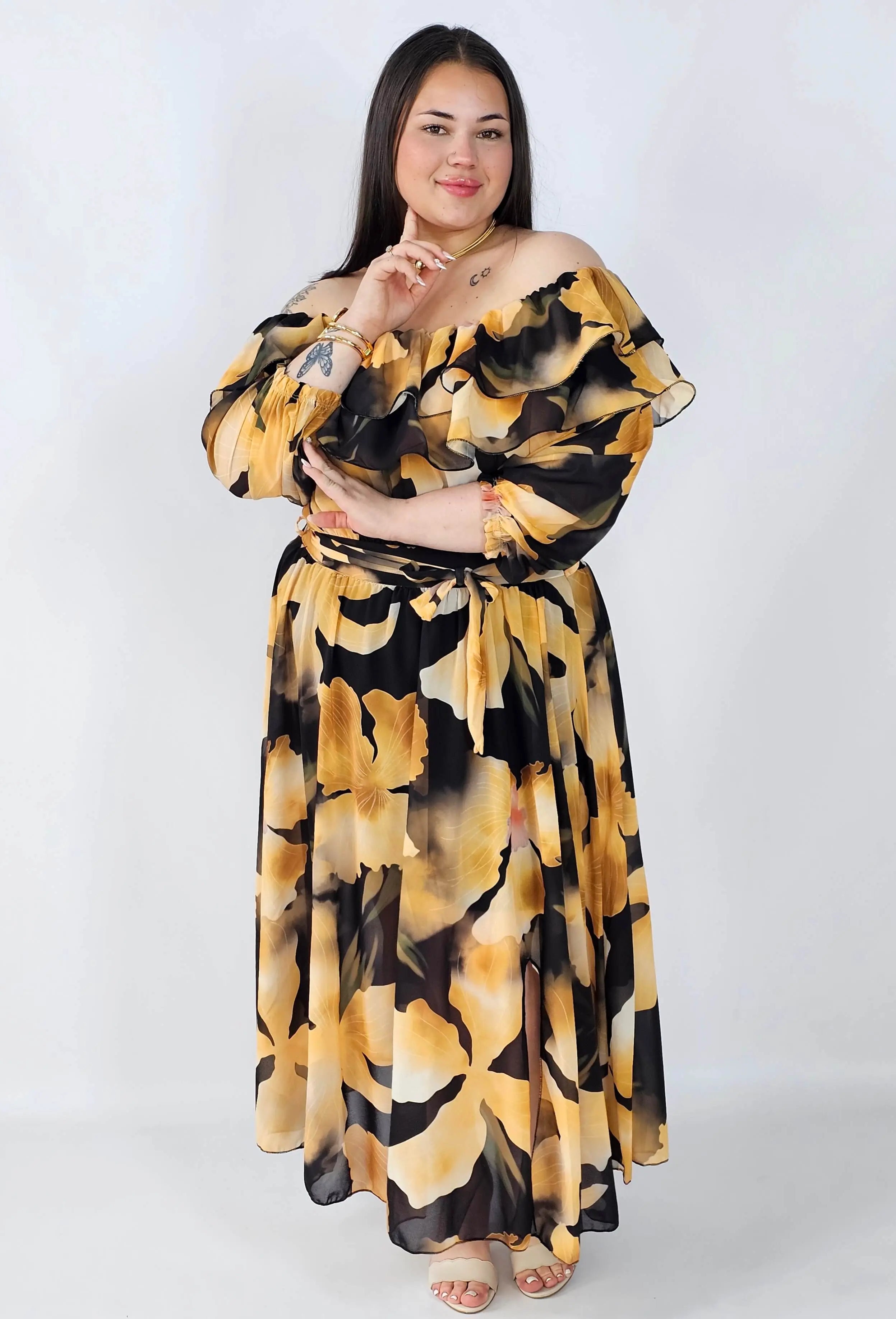 Sukienka plus size hiszpanka midi w kwiaty – zwiewna elegancja XXL Stylowa XL