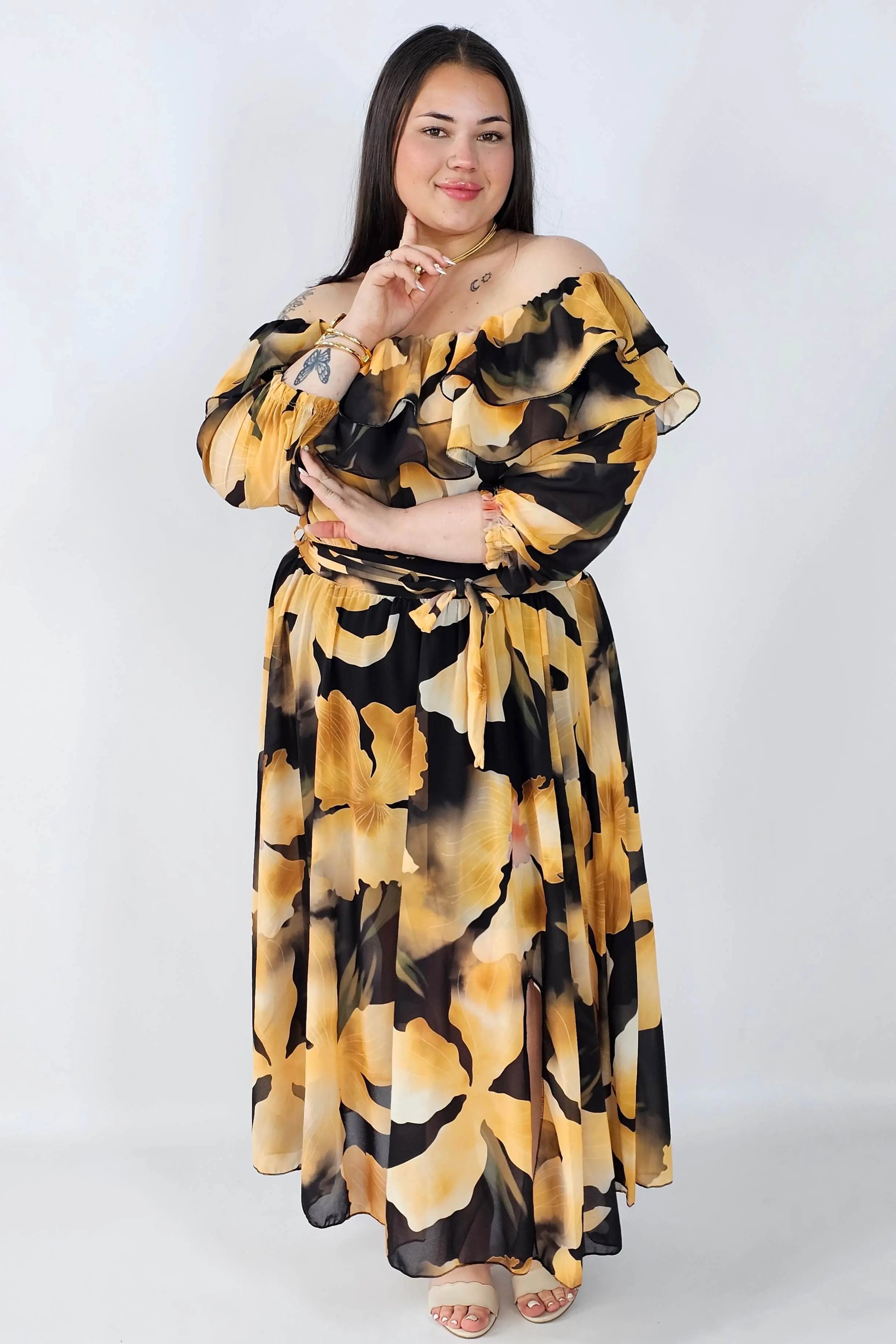 Sukienka plus size hiszpanka midi w kwiaty – zwiewna elegancja XXL Stylowa XL