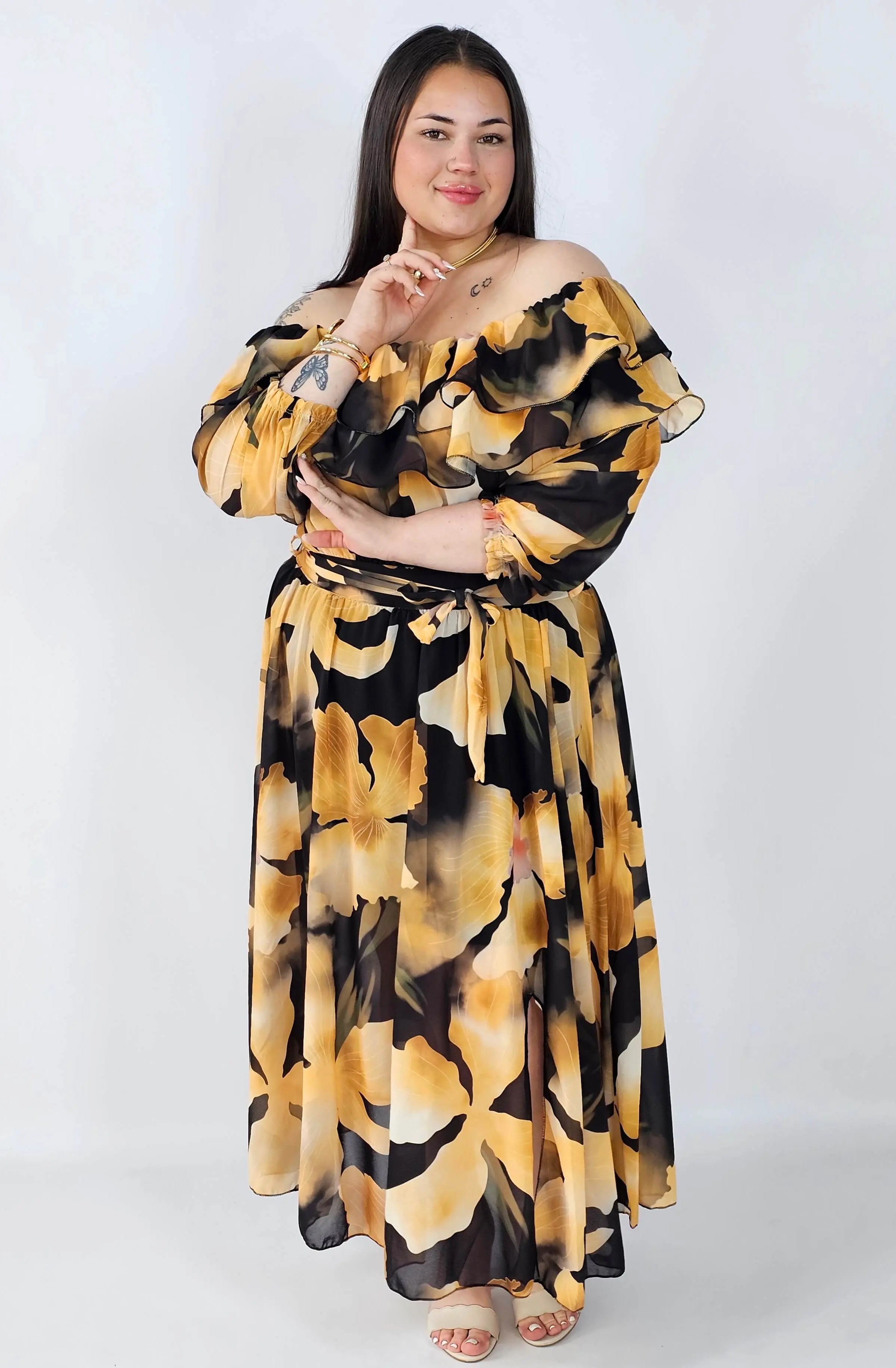 Sukienka plus size hiszpanka midi w kwiaty – zwiewna elegancja XXL Stylowa XL