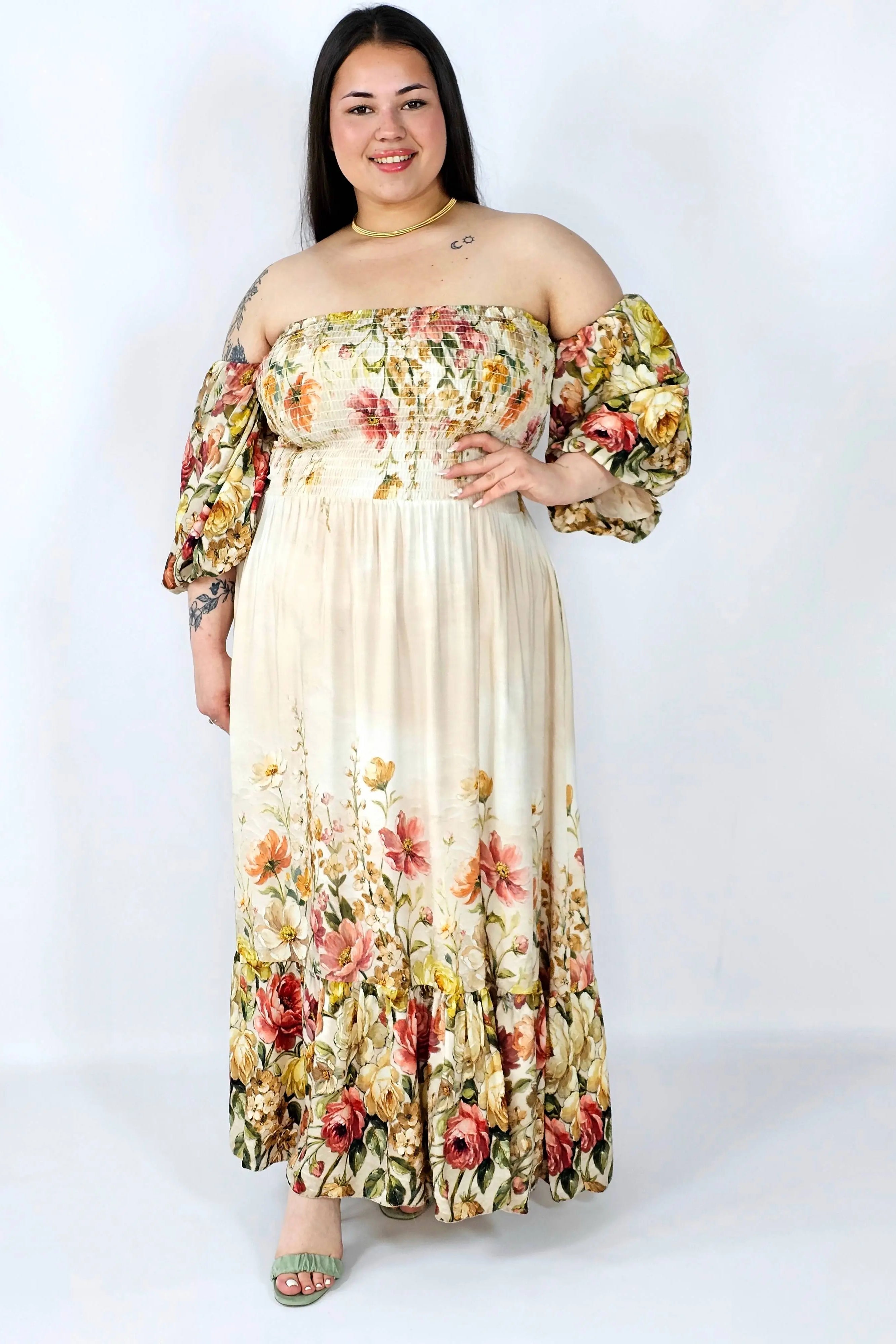 Sukienka plus size hiszpanka z marszczeniem i odkrytymi ramionami Stylowa XL