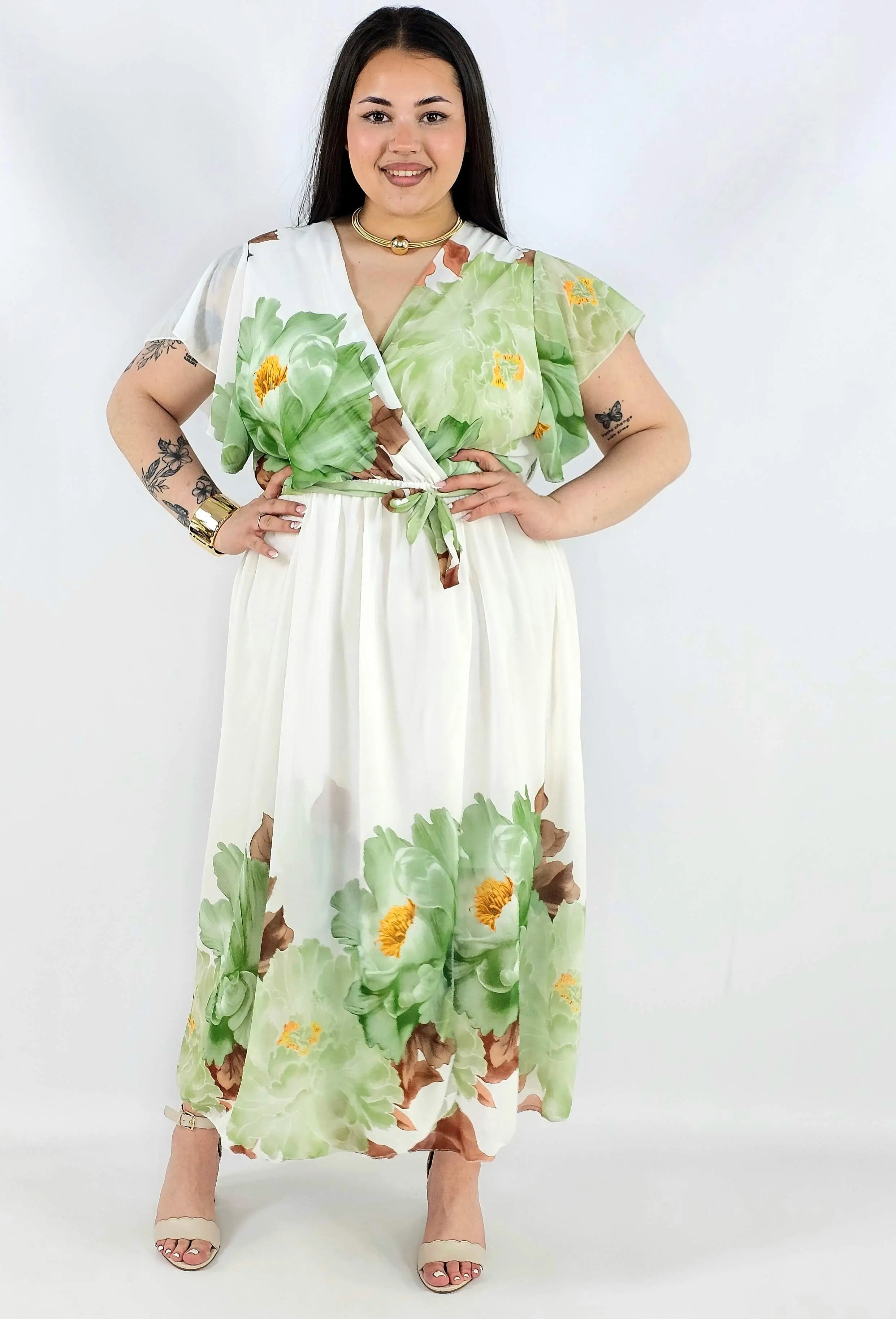 Sukienka plus size kopertowa XXL – elegancka i zwiewna propozycja na komunię i wesele Stylowa XL