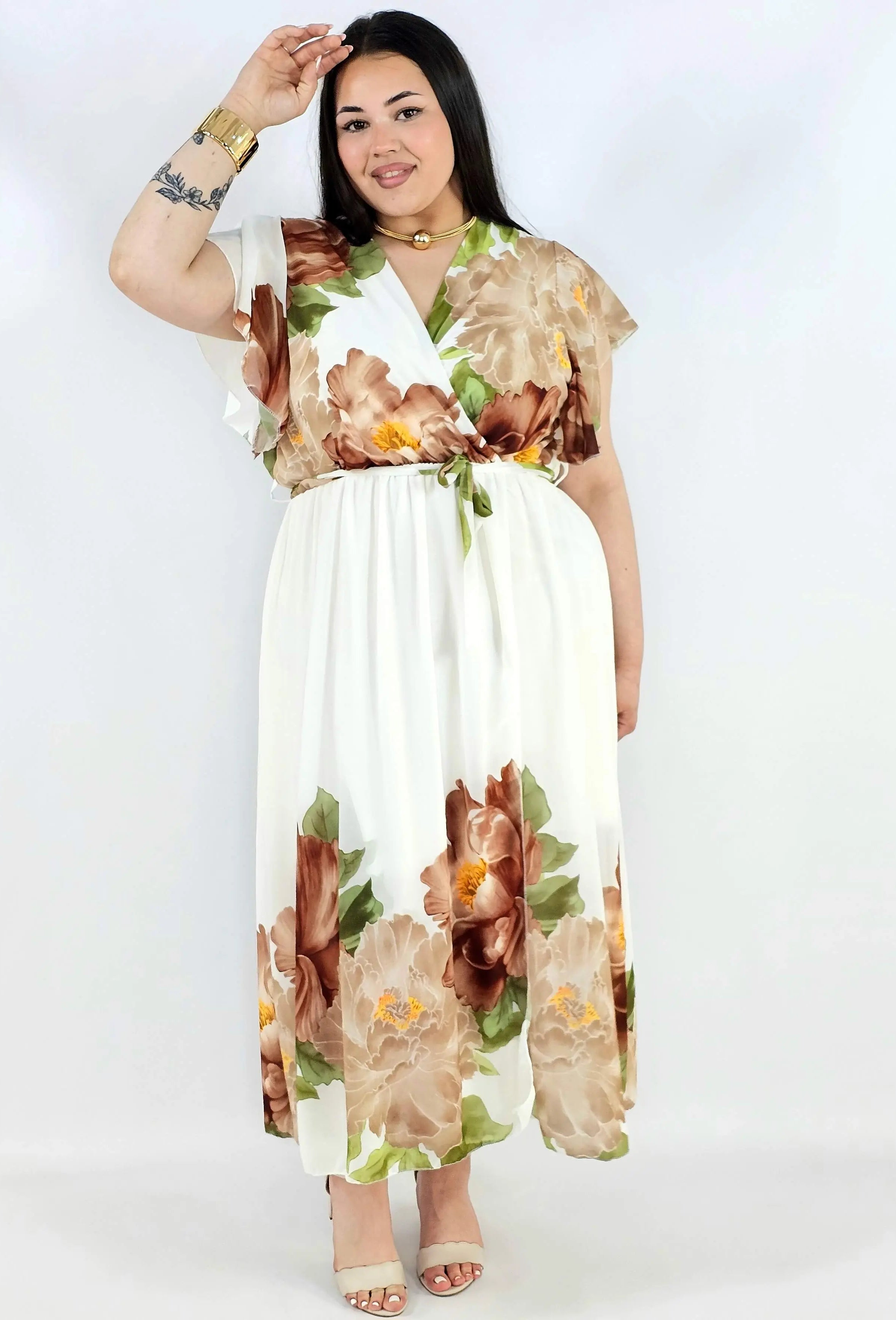 Sukienka plus size kopertowa XXL – elegancka i zwiewna propozycja na komunię i wesele Stylowa XL