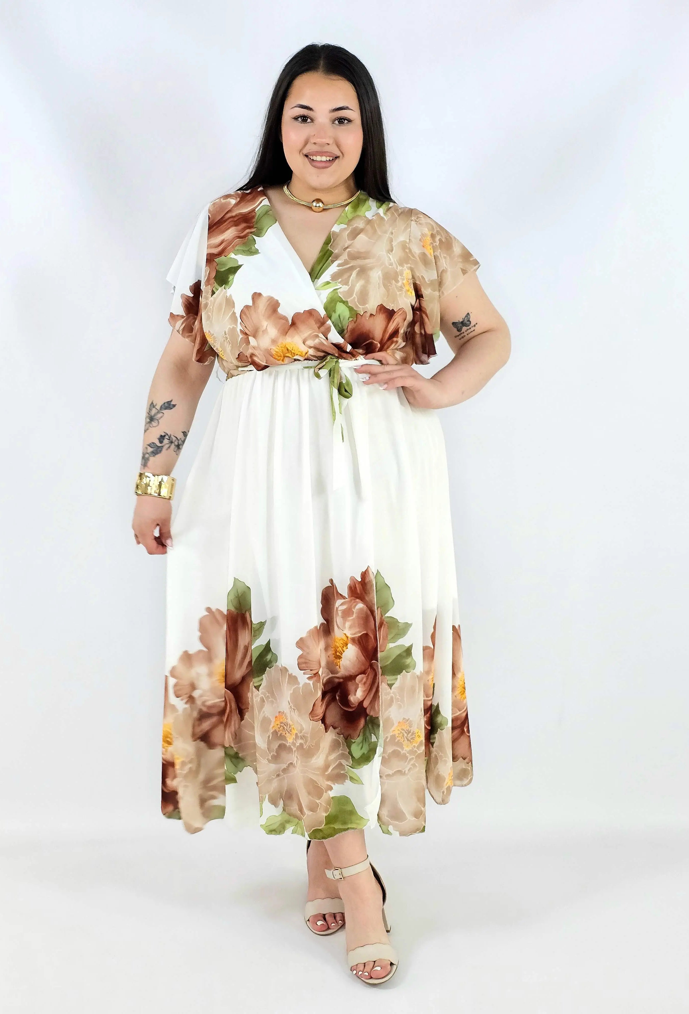 Sukienka plus size kopertowa XXL – elegancka i zwiewna propozycja na komunię i wesele Stylowa XL