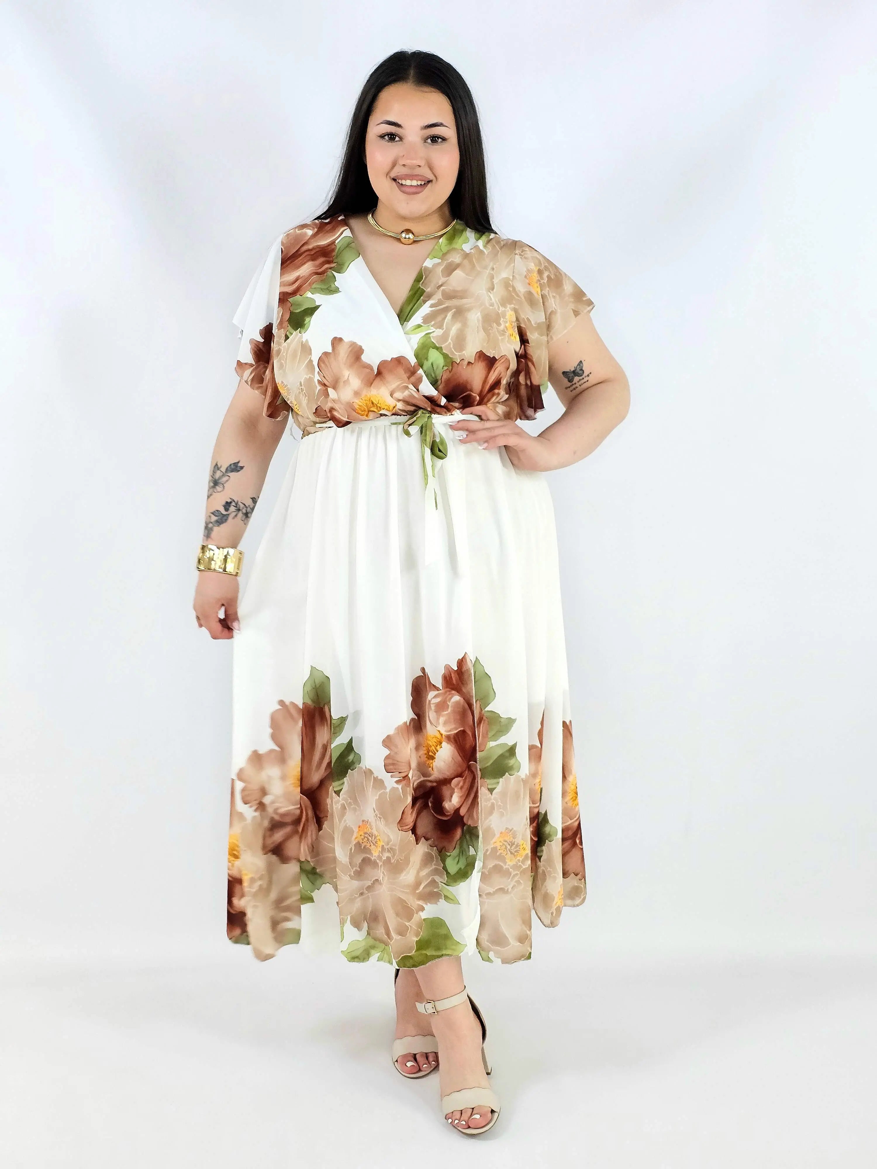 Sukienka plus size kopertowa XXL – elegancka i zwiewna propozycja na komunię i wesele Stylowa XL