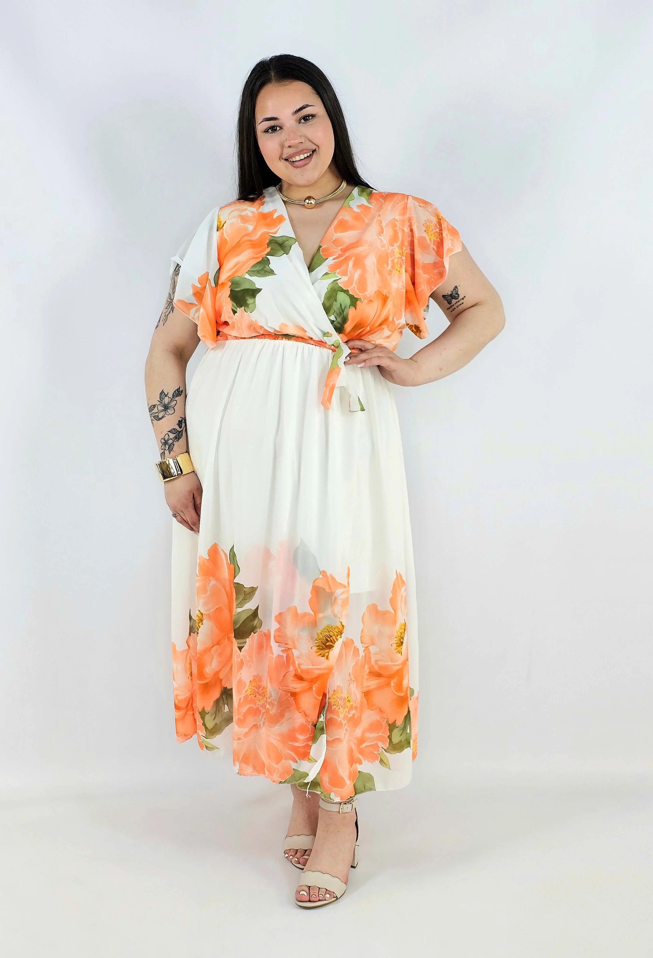 Sukienka plus size kopertowa XXL – elegancka i zwiewna propozycja na komunię i wesele Stylowa XL