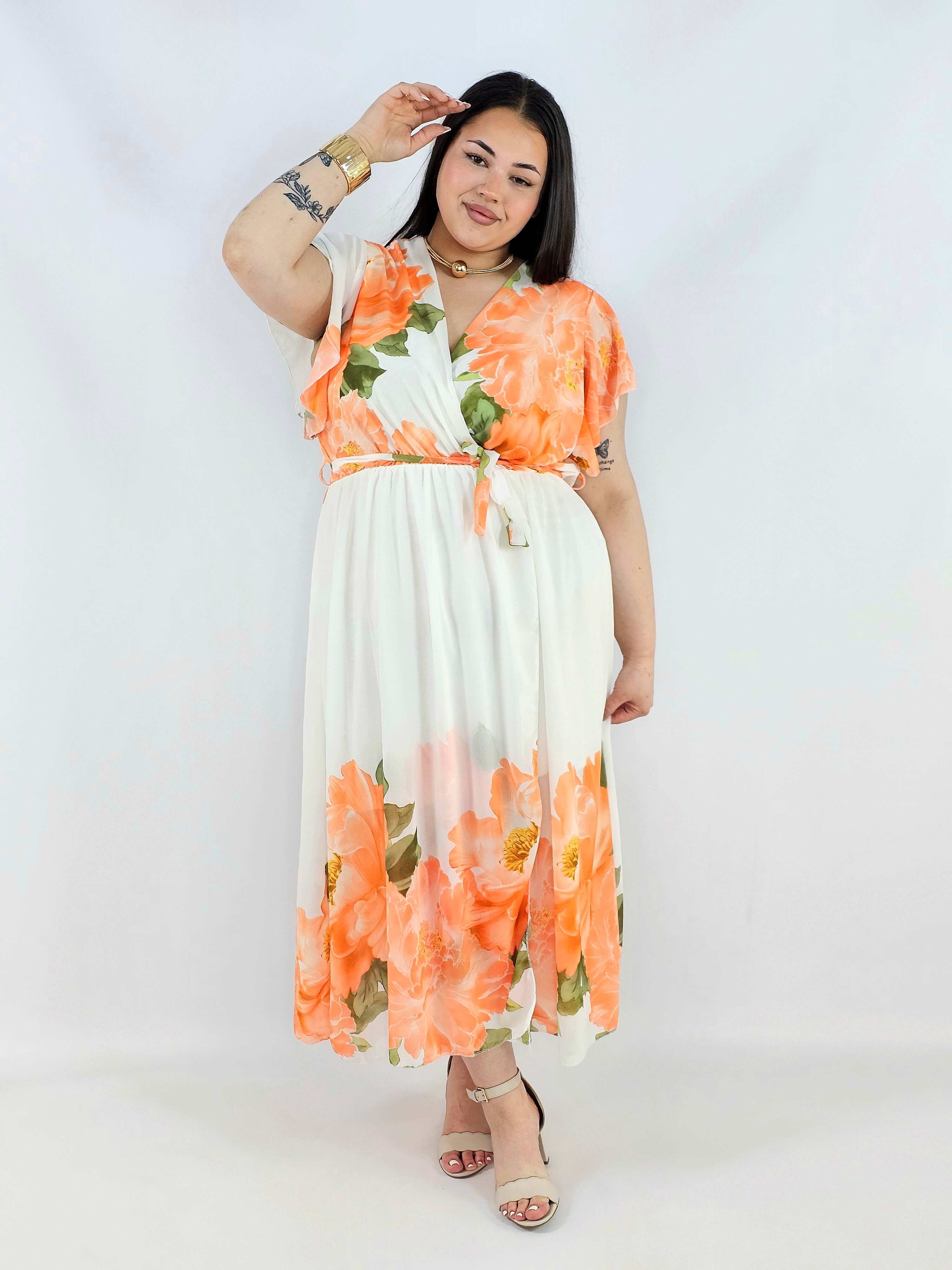 Sukienka plus size kopertowa XXL – elegancka i zwiewna propozycja na komunię i wesele Stylowa XL