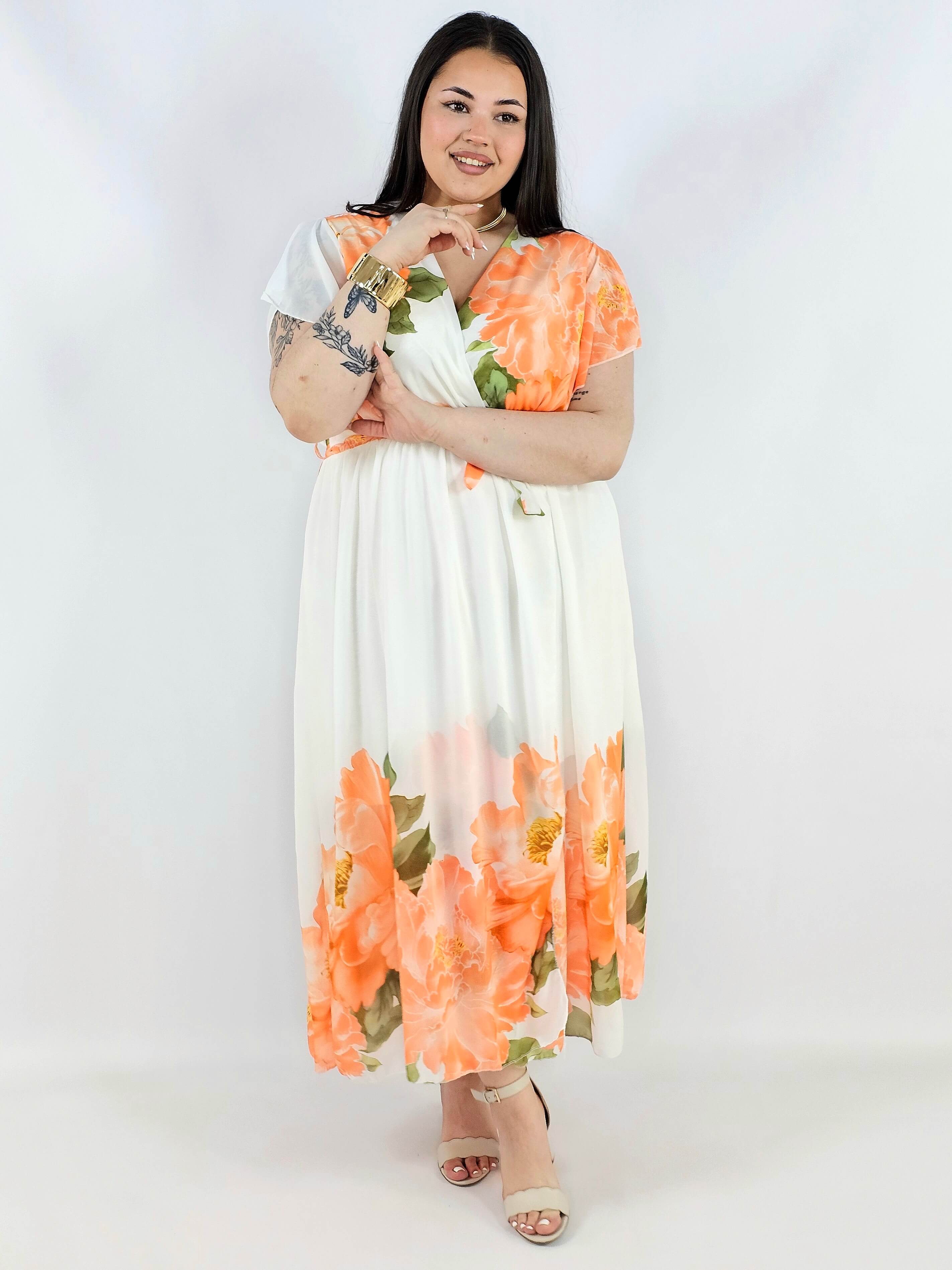 Sukienka plus size kopertowa XXL – elegancka i zwiewna propozycja na komunię i wesele Stylowa XL