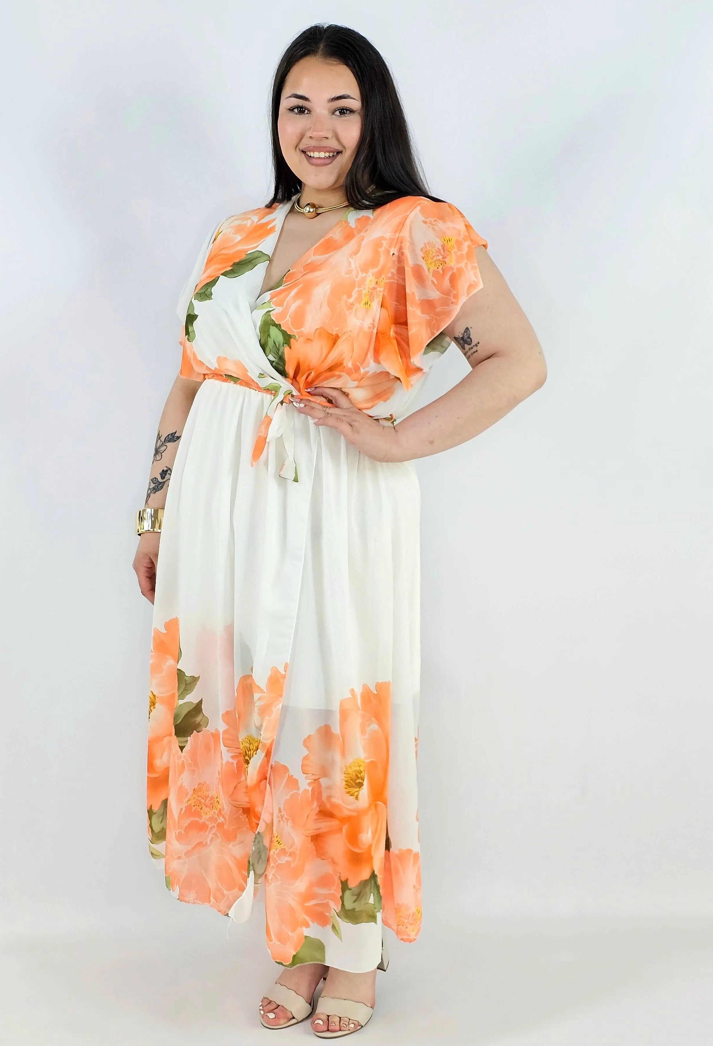 Sukienka plus size kopertowa XXL – elegancka i zwiewna propozycja na komunię i wesele Stylowa XL