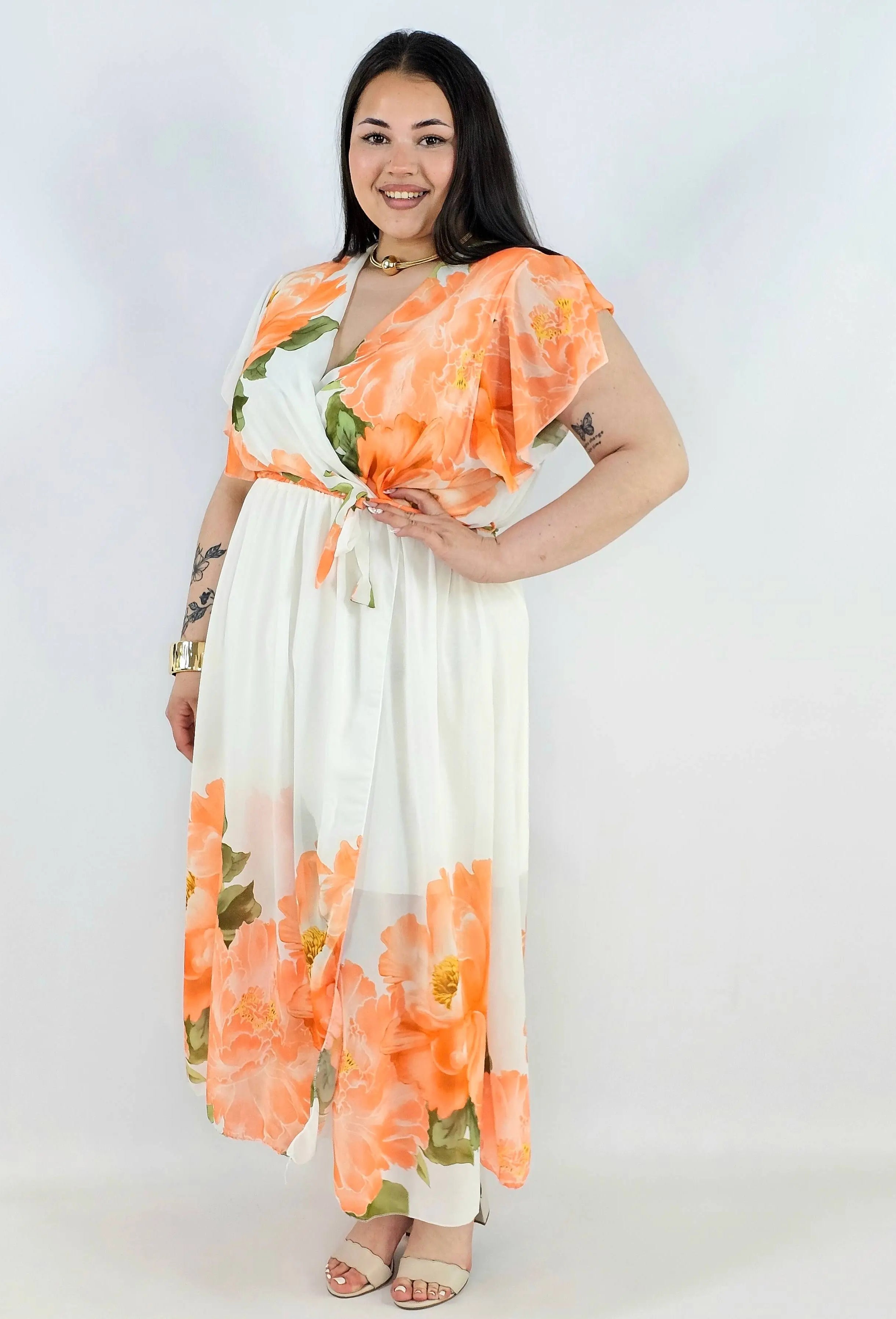 Sukienka plus size kopertowa XXL – elegancka i zwiewna propozycja na komunię i wesele Stylowa XL