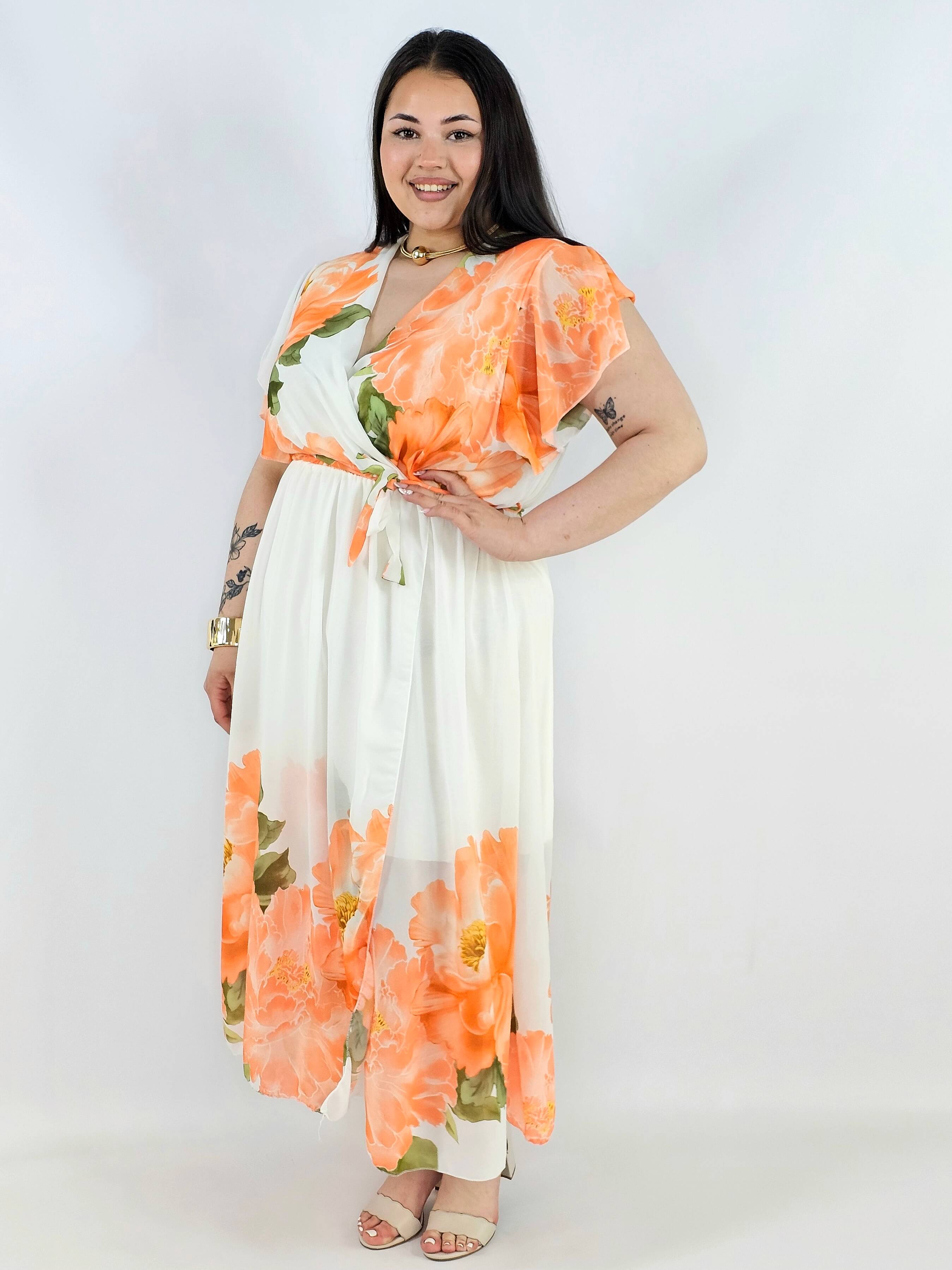 Sukienka plus size kopertowa XXL – elegancka i zwiewna propozycja na komunię i wesele Stylowa XL