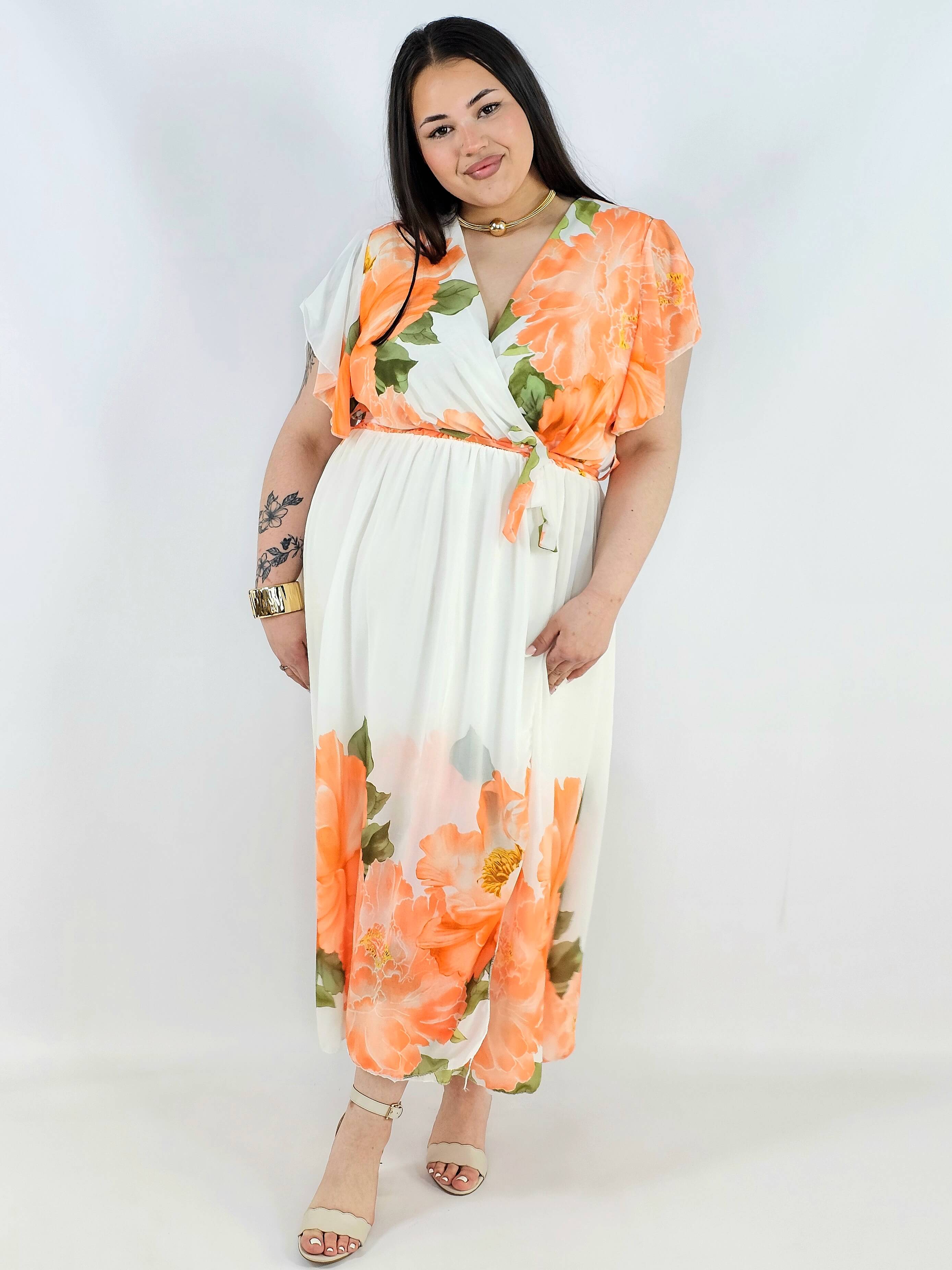 Sukienka plus size kopertowa XXL – elegancka i zwiewna propozycja na komunię i wesele Stylowa XL