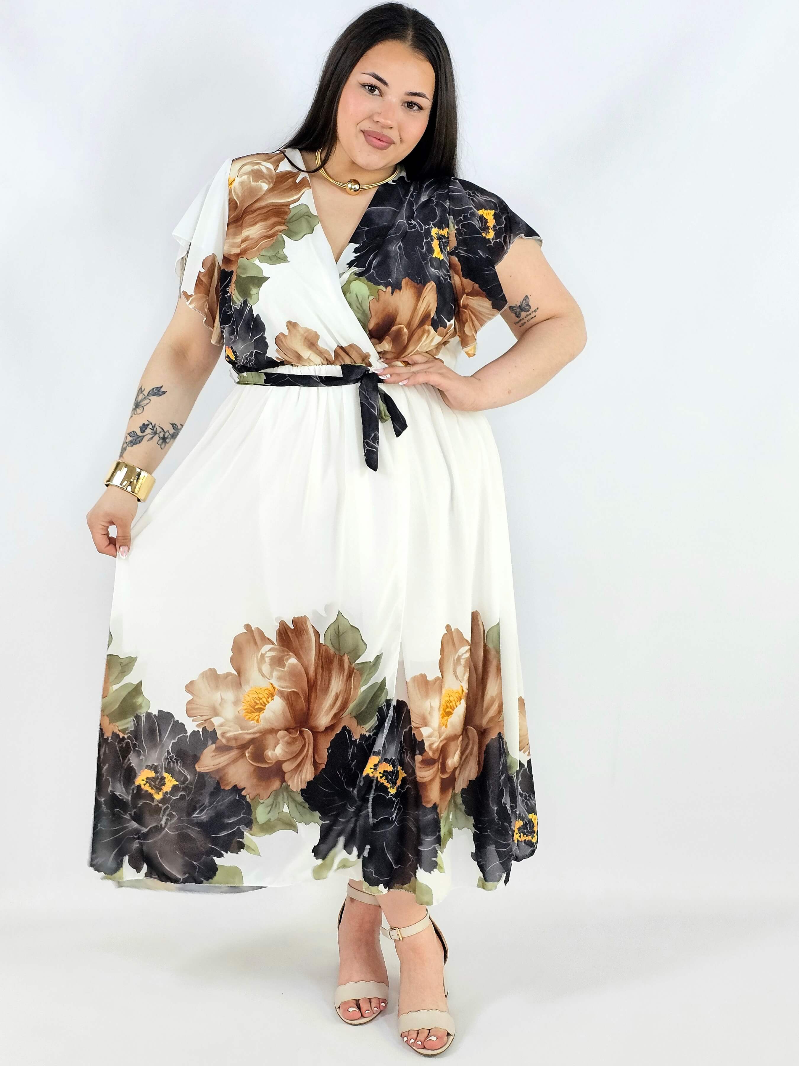 Sukienka plus size kopertowa XXL – elegancka i zwiewna propozycja na komunię i wesele Stylowa XL