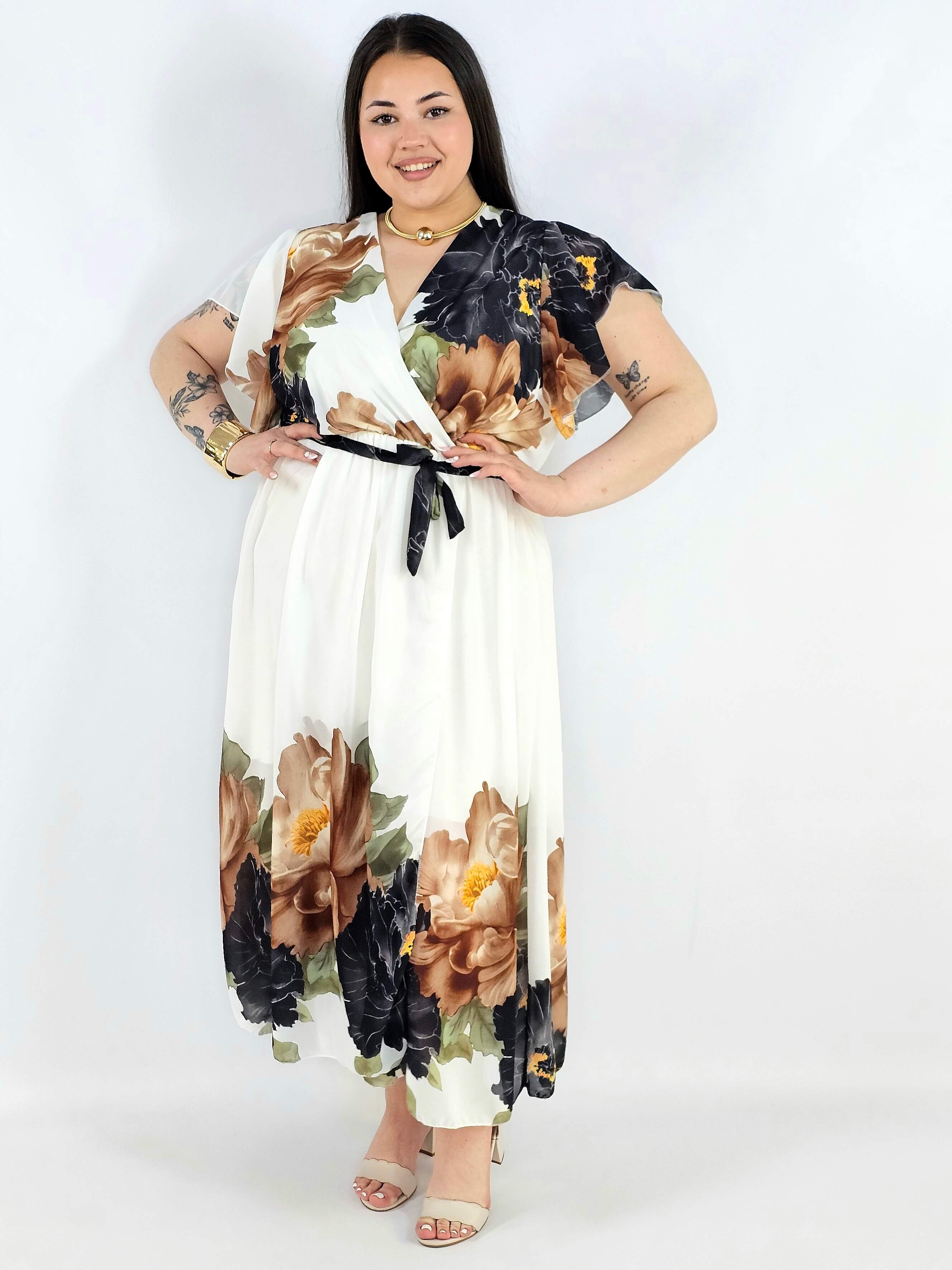 Sukienka plus size kopertowa XXL – elegancka i zwiewna propozycja na komunię i wesele Stylowa XL