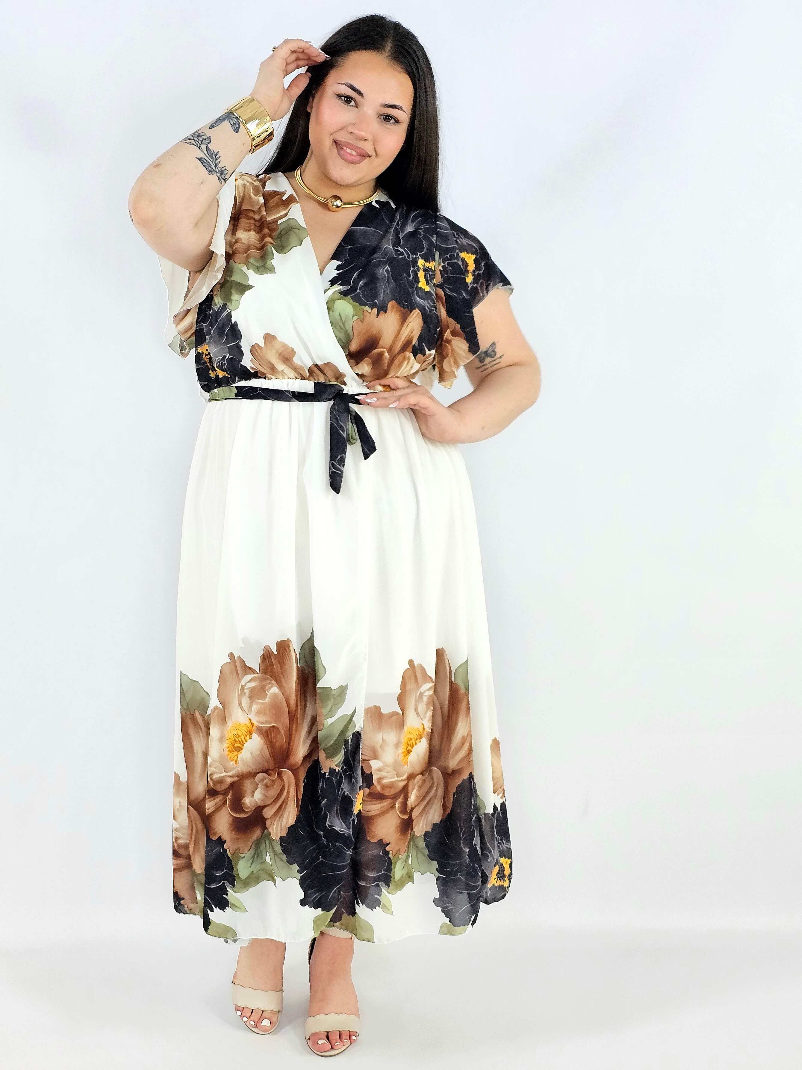 Sukienka plus size kopertowa XXL – elegancka i zwiewna propozycja na komunię i wesele Stylowa XL