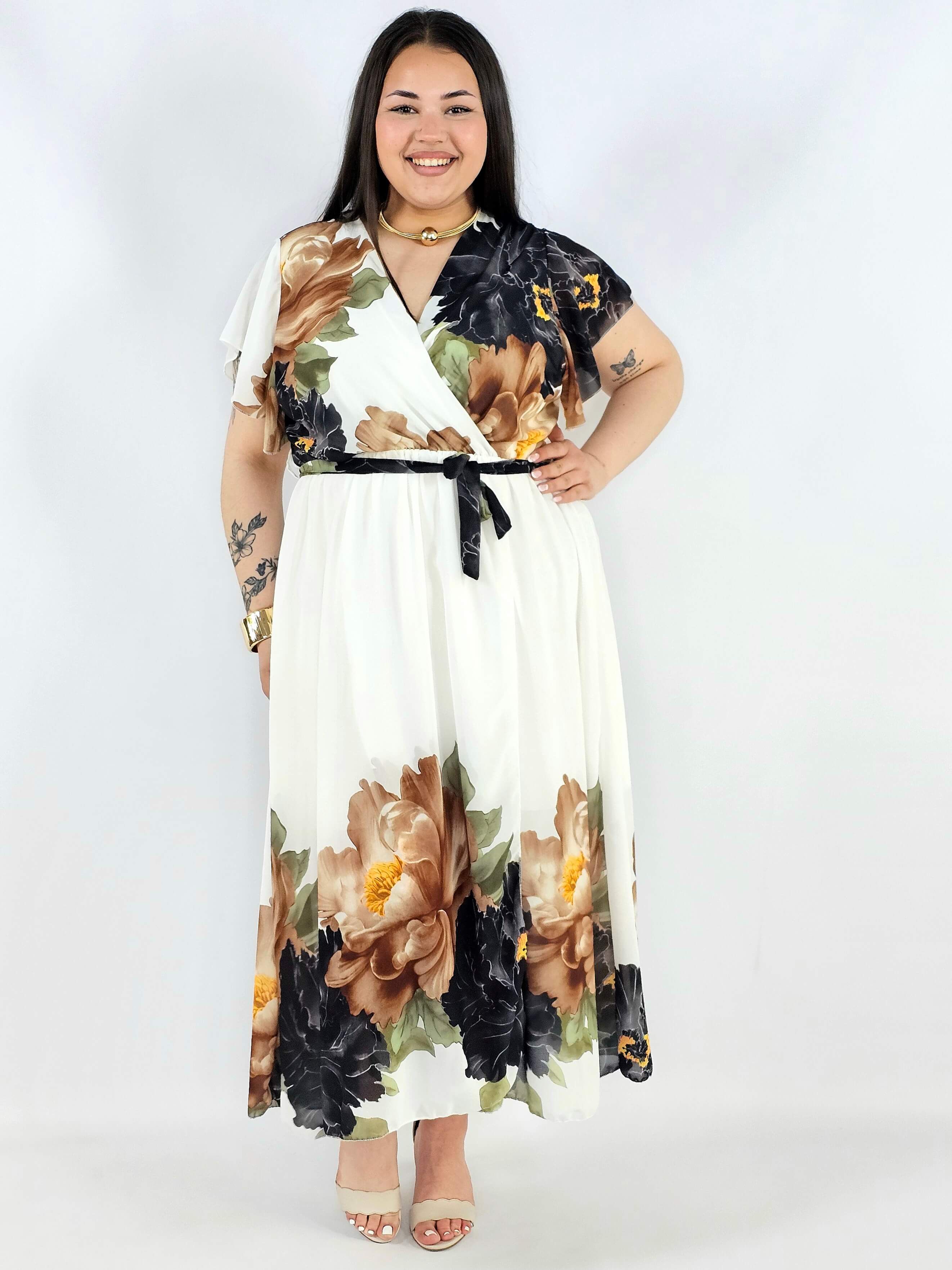 Sukienka plus size kopertowa XXL – elegancka i zwiewna propozycja na komunię i wesele Stylowa XL