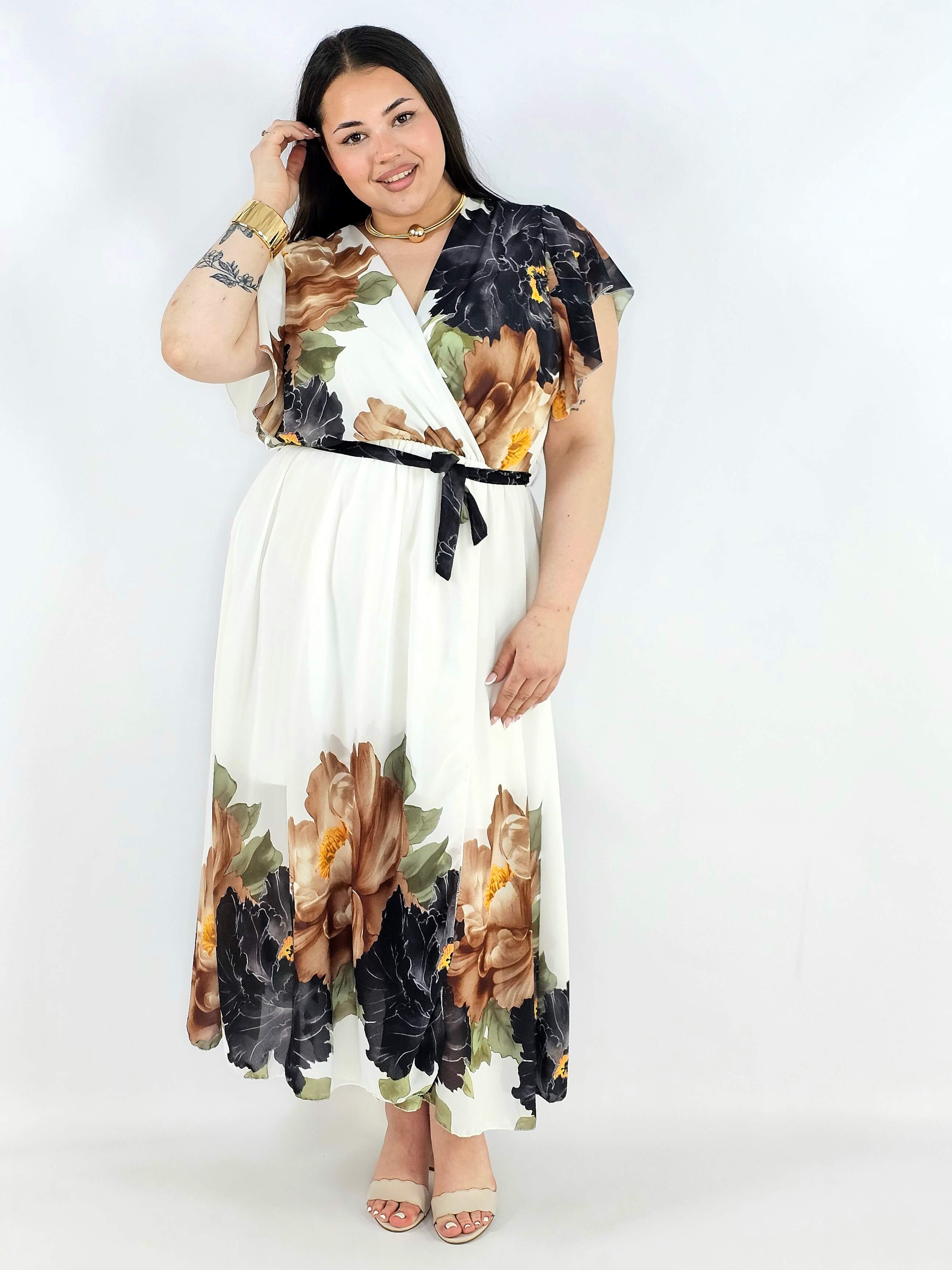 Sukienka plus size kopertowa XXL – elegancka i zwiewna propozycja na komunię i wesele Stylowa XL