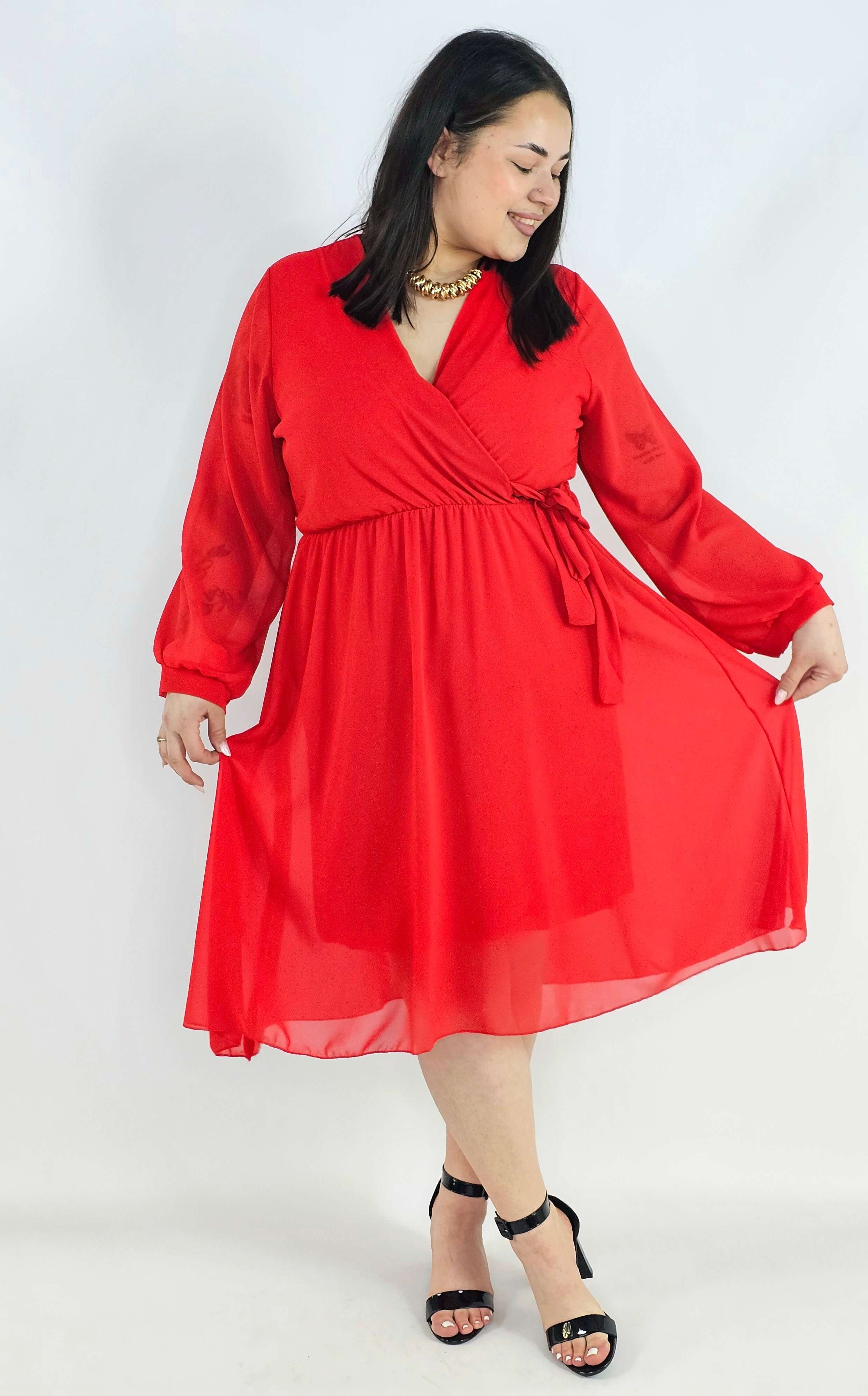 Sukienka plus size kopertowa – elegancka sukienka damska XXL z wiązaniem Stylowa XL