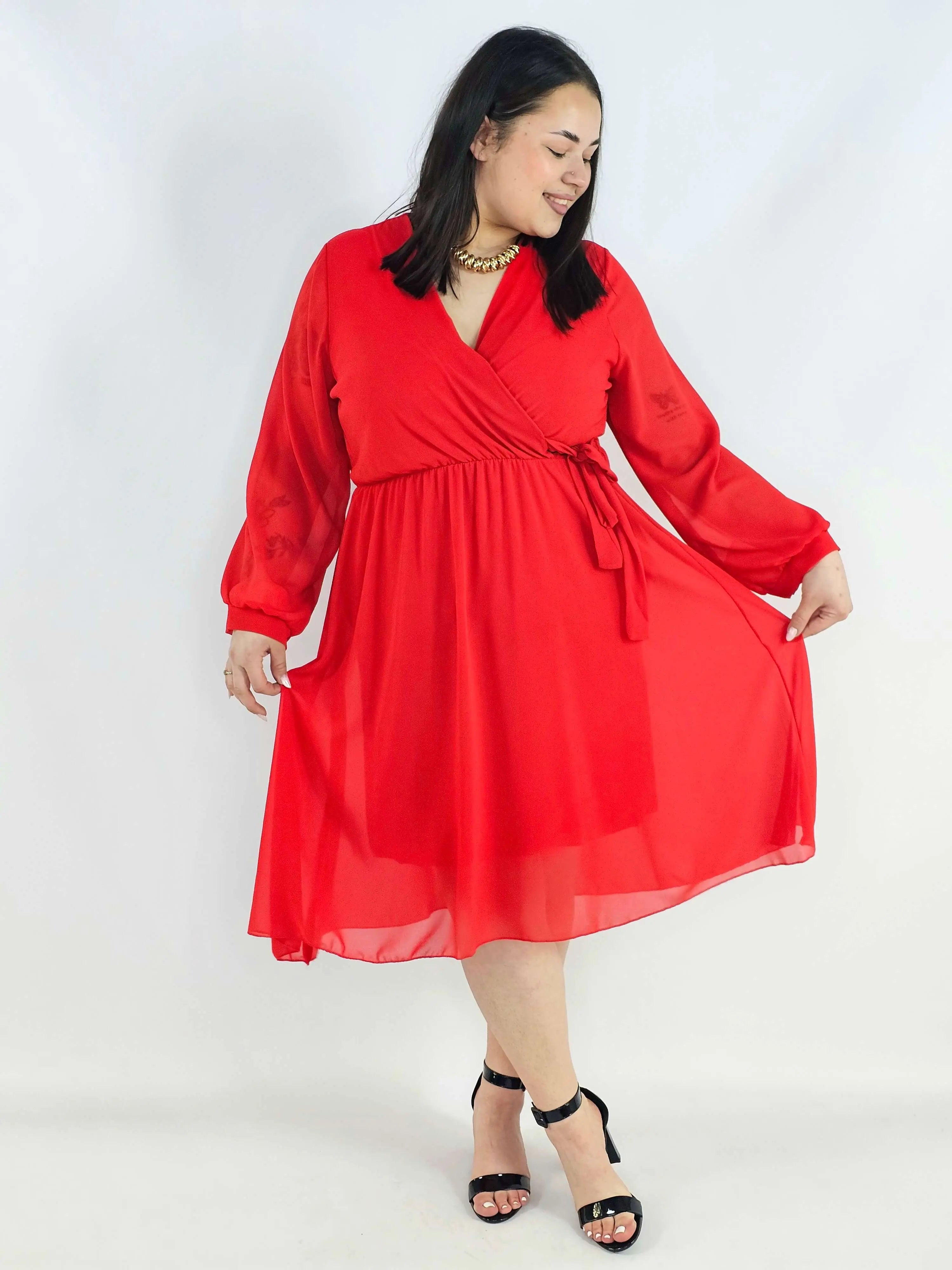 Sukienka plus size kopertowa – elegancka sukienka damska XXL z wiązaniem Stylowa XL