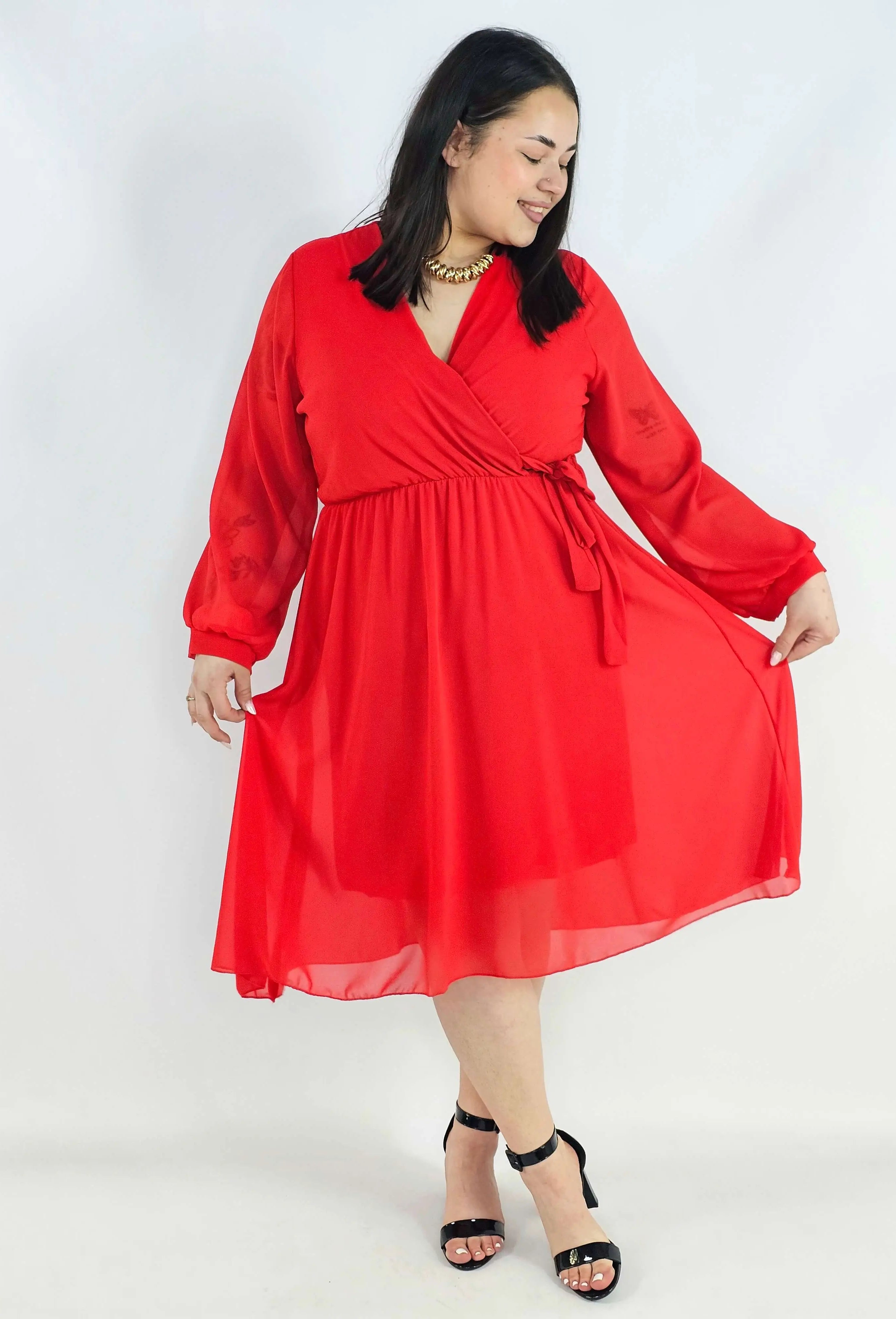 Sukienka plus size kopertowa – elegancka sukienka damska XXL z wiązaniem Stylowa XL