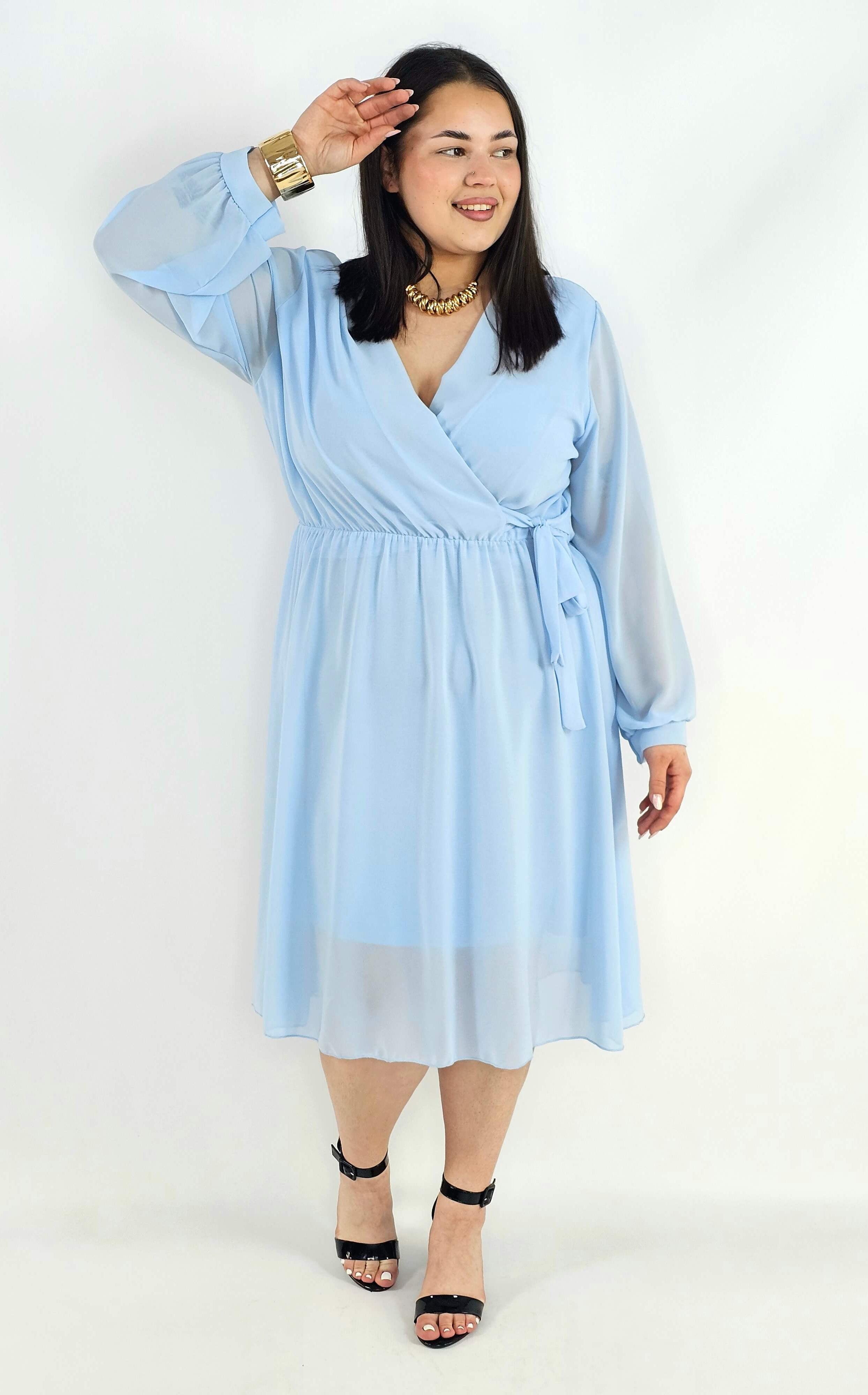 Sukienka plus size kopertowa – elegancka sukienka damska XXL z wiązaniem Stylowa XL