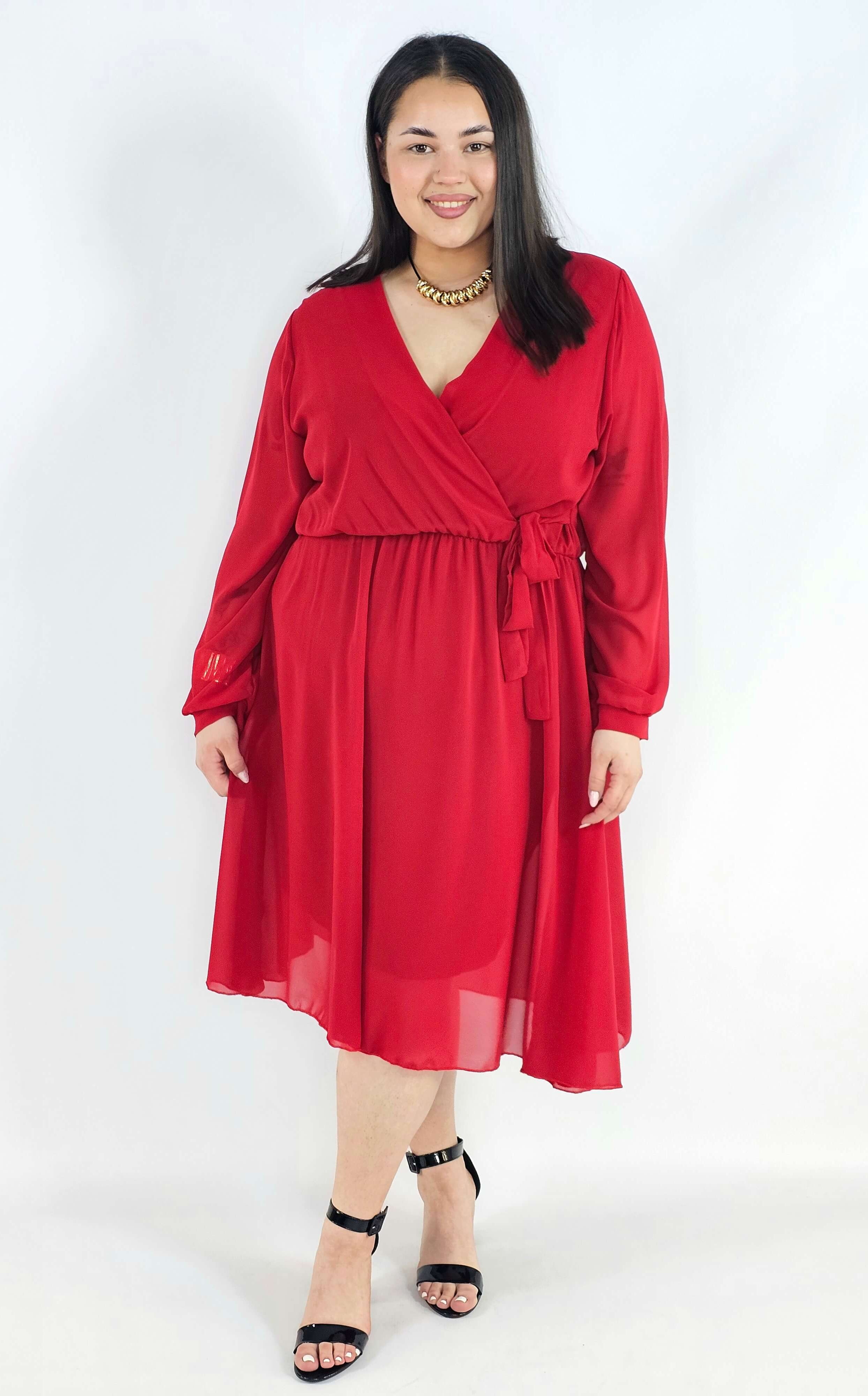 Sukienka plus size kopertowa – elegancka sukienka damska XXL z wiązaniem Stylowa XL