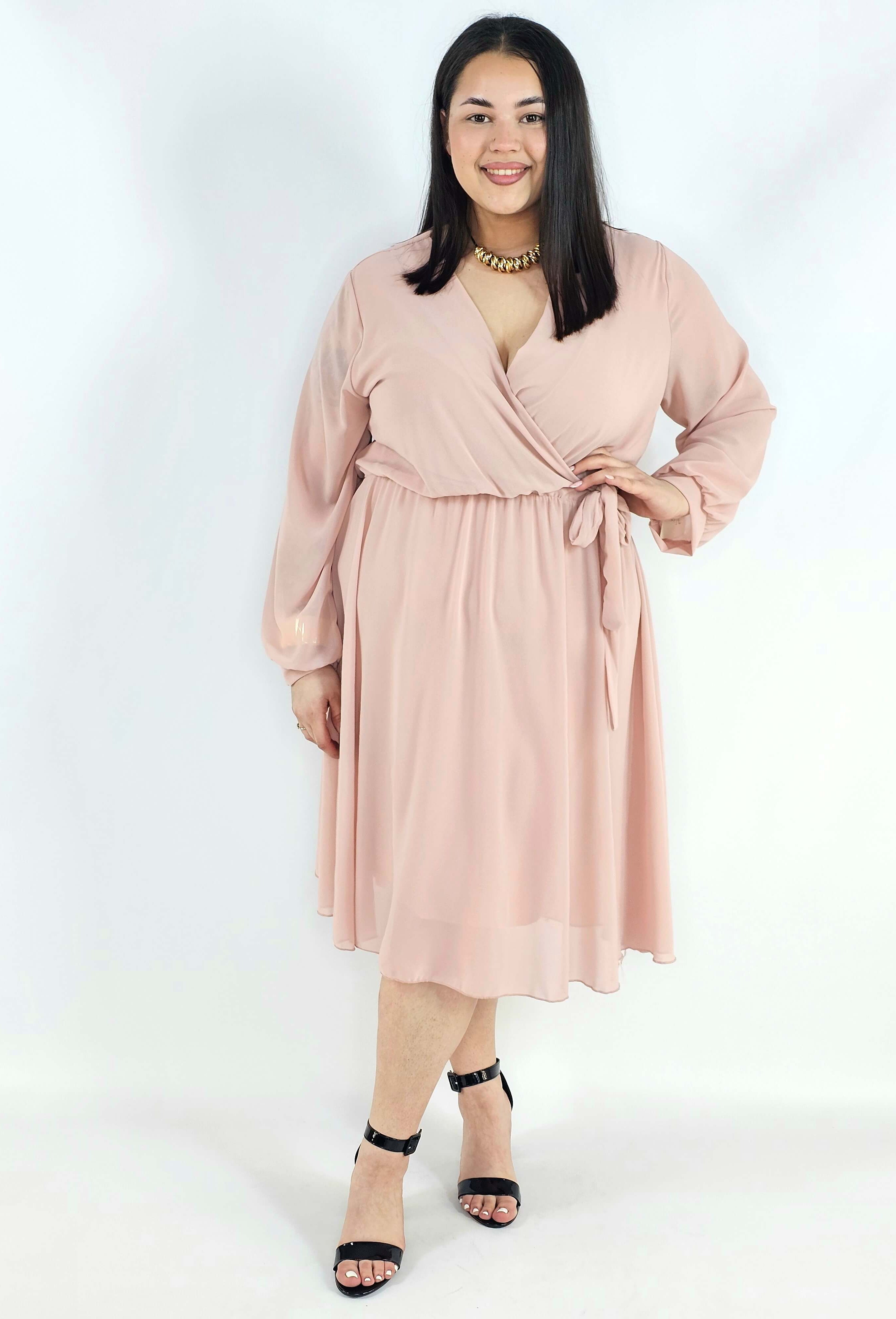 Sukienka plus size kopertowa – elegancka sukienka damska XXL z wiązaniem Stylowa XL
