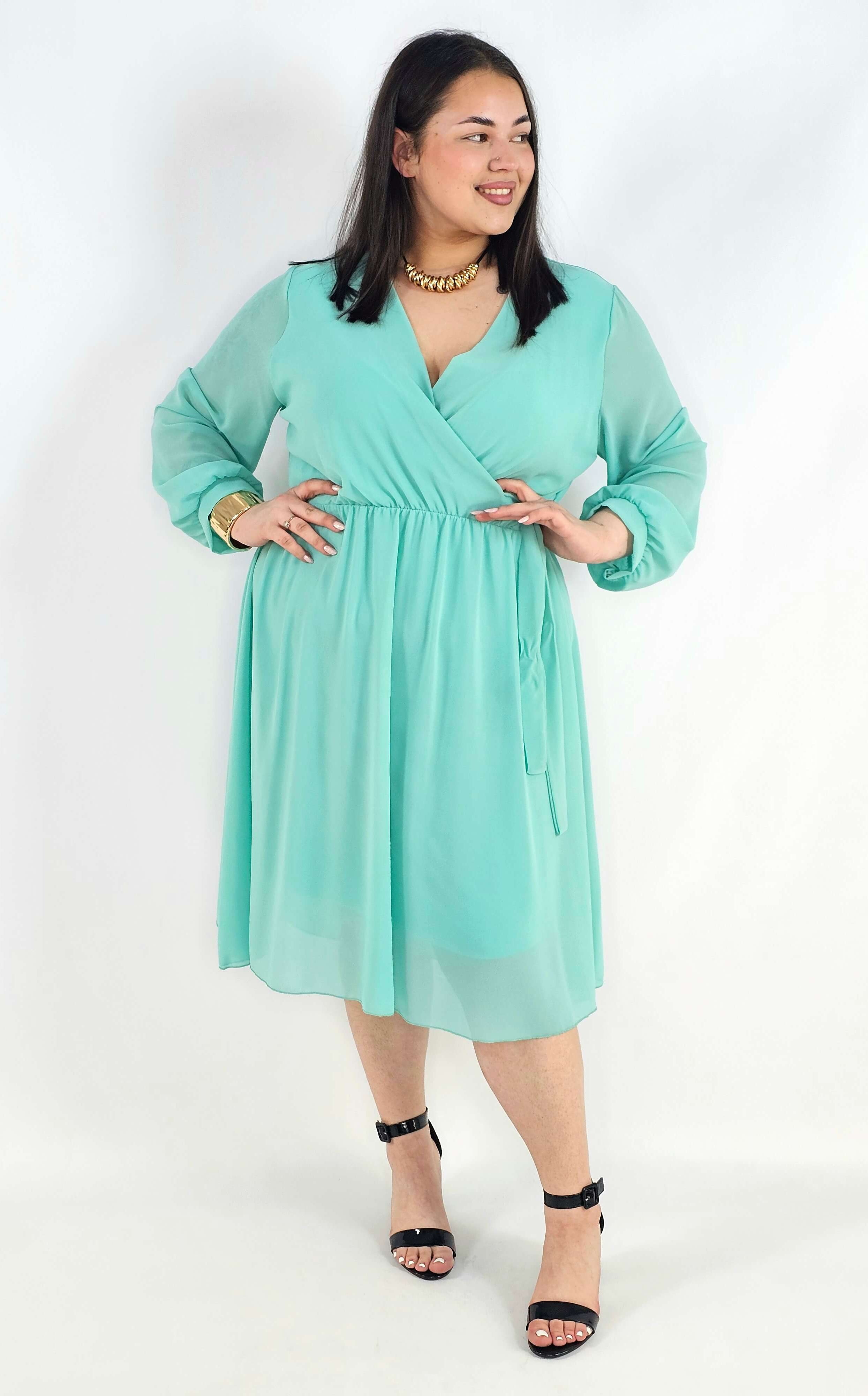 Sukienka plus size kopertowa – elegancka sukienka damska XXL z wiązaniem Stylowa XL