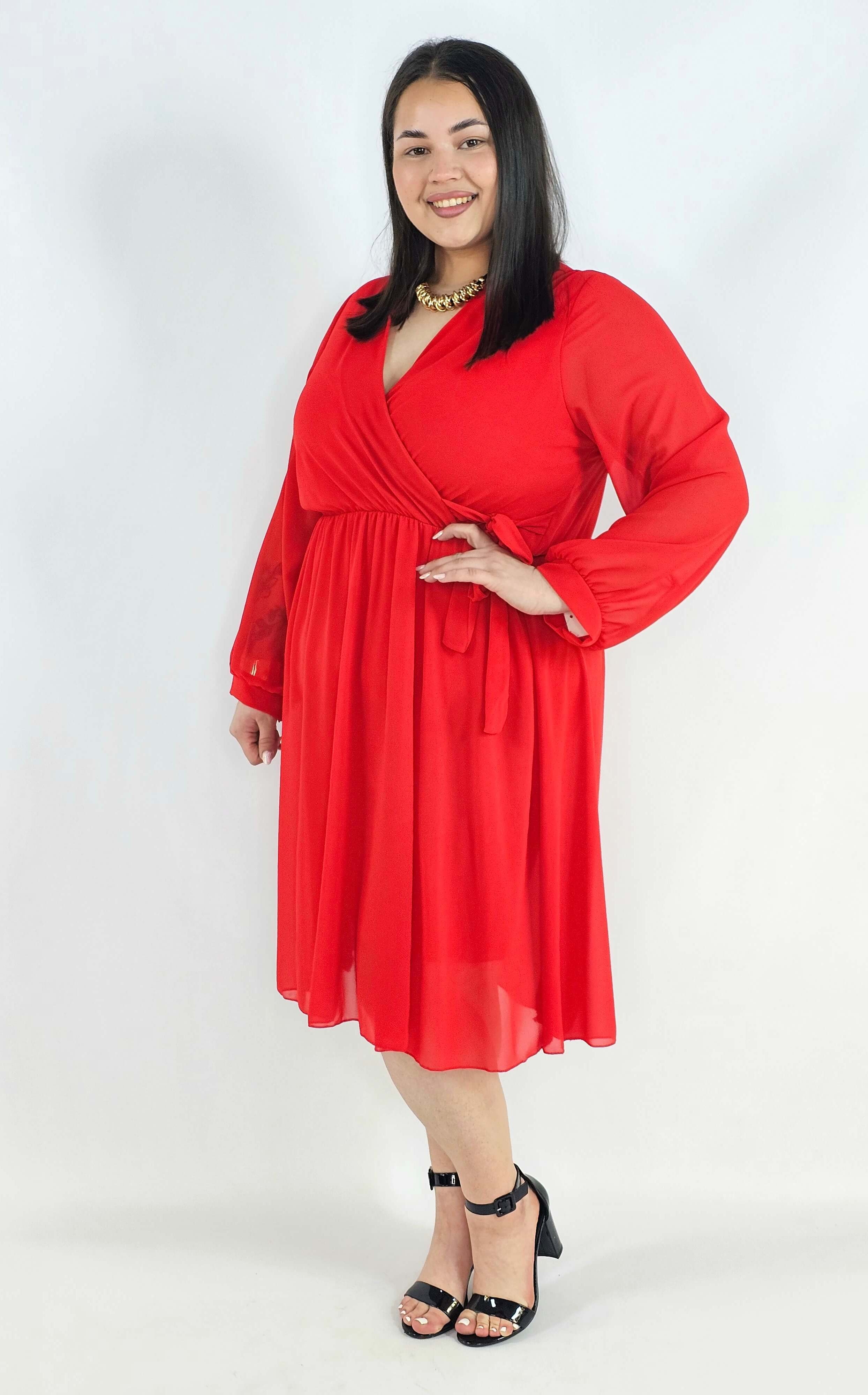 Sukienka plus size kopertowa – elegancka sukienka damska XXL z wiązaniem Stylowa XL