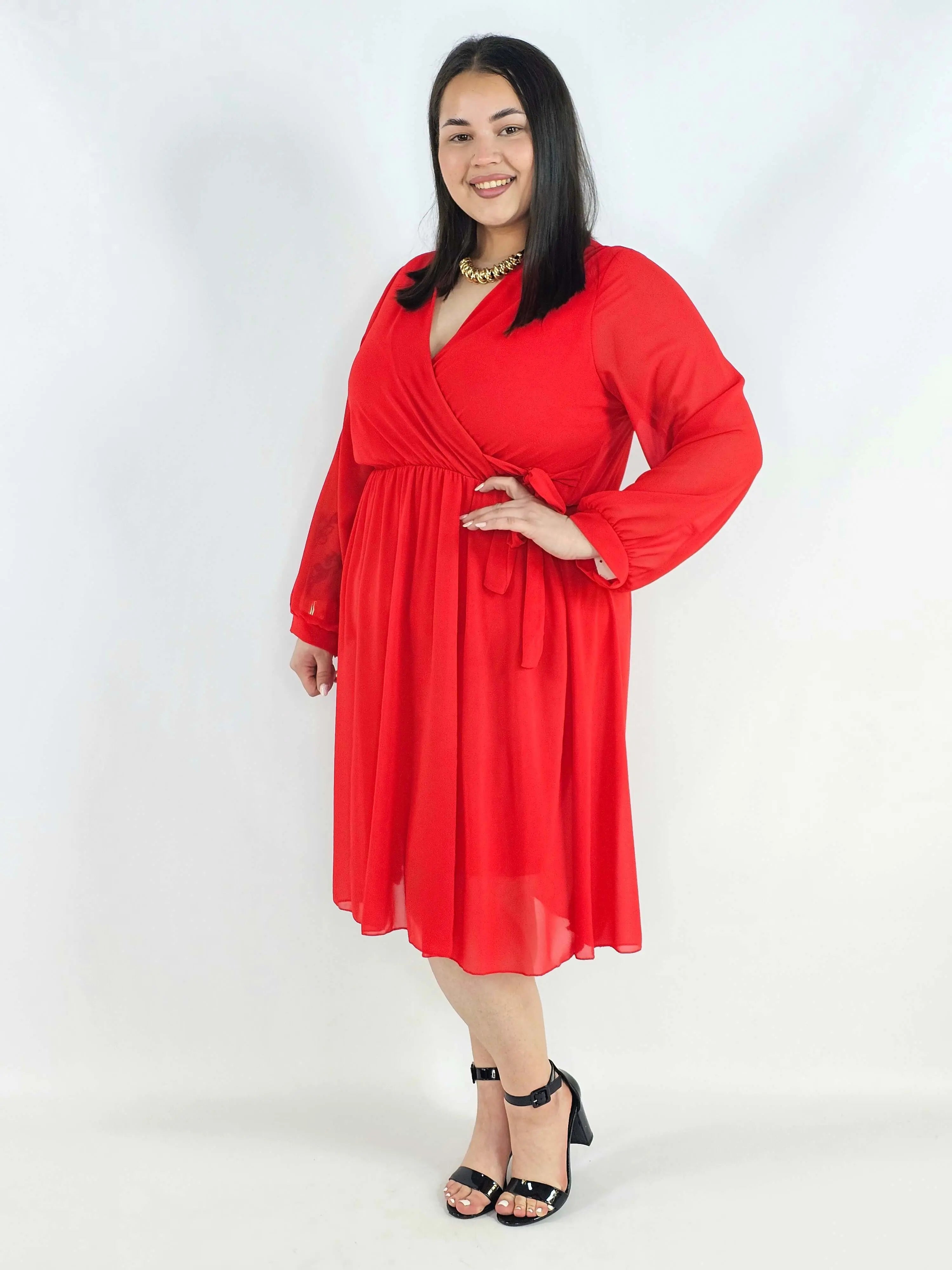 Sukienka plus size kopertowa – elegancka sukienka damska XXL z wiązaniem Stylowa XL