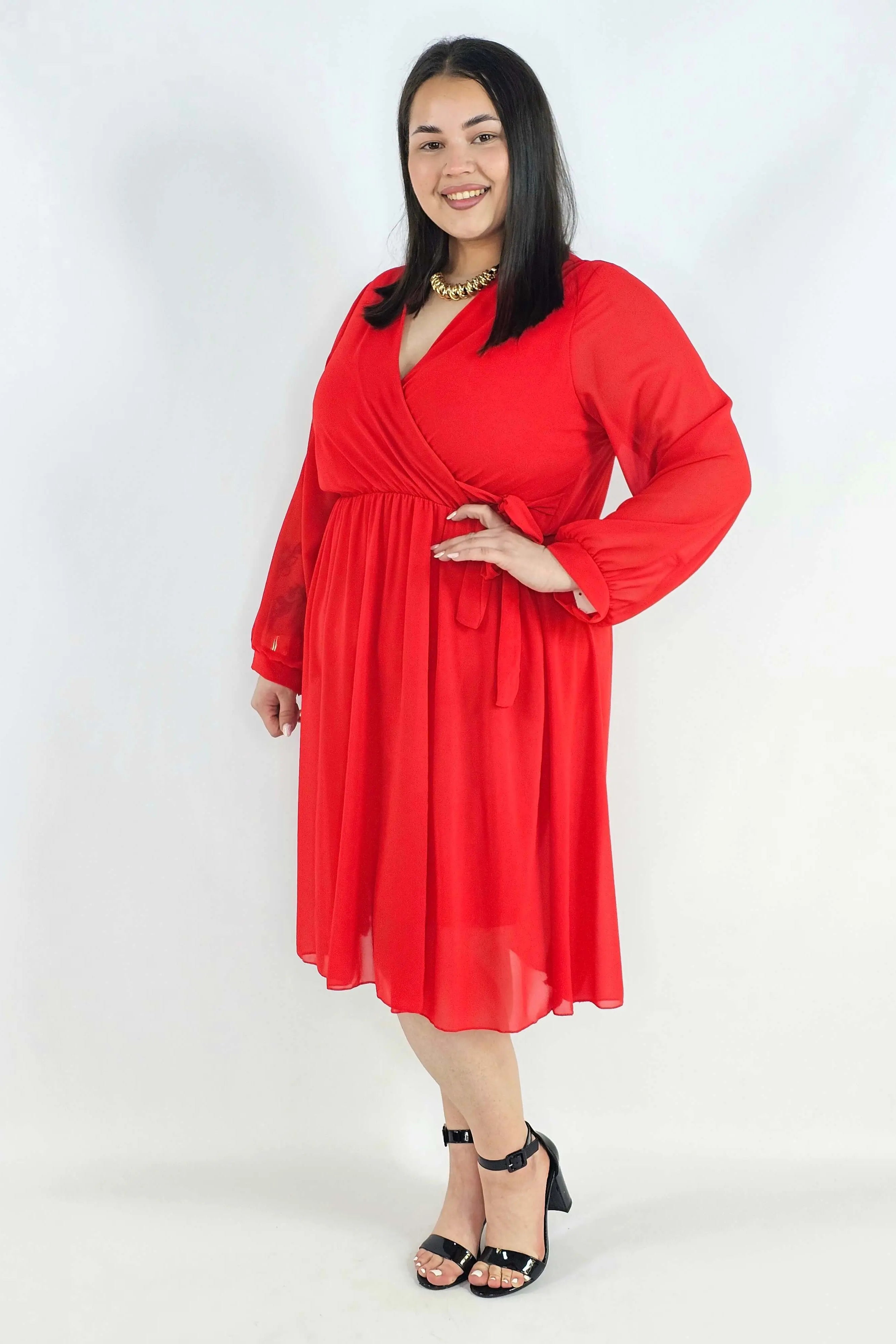 Sukienka plus size kopertowa – elegancka sukienka damska XXL z wiązaniem Stylowa XL