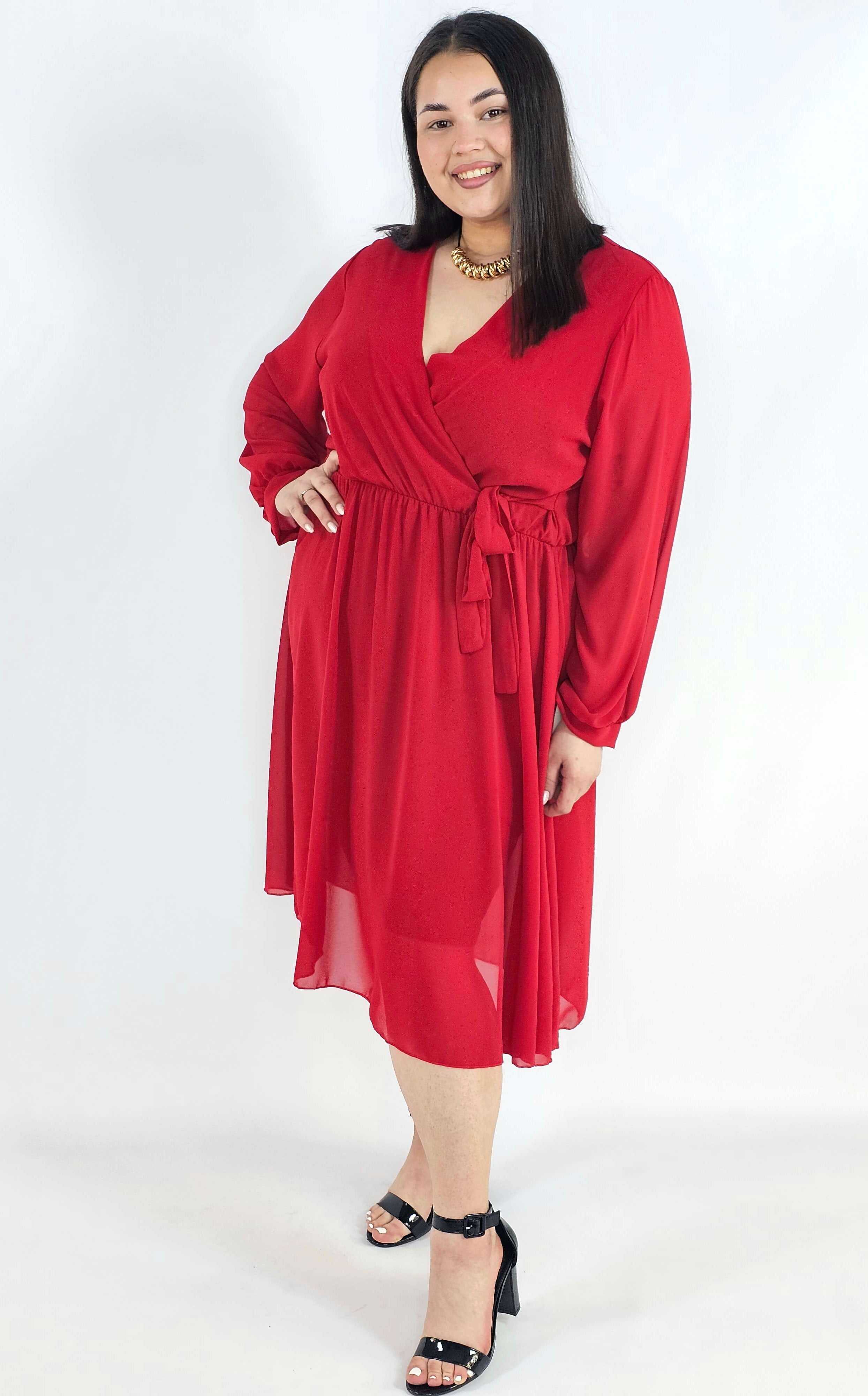 Sukienka plus size kopertowa – elegancka sukienka damska XXL z wiązaniem Stylowa XL