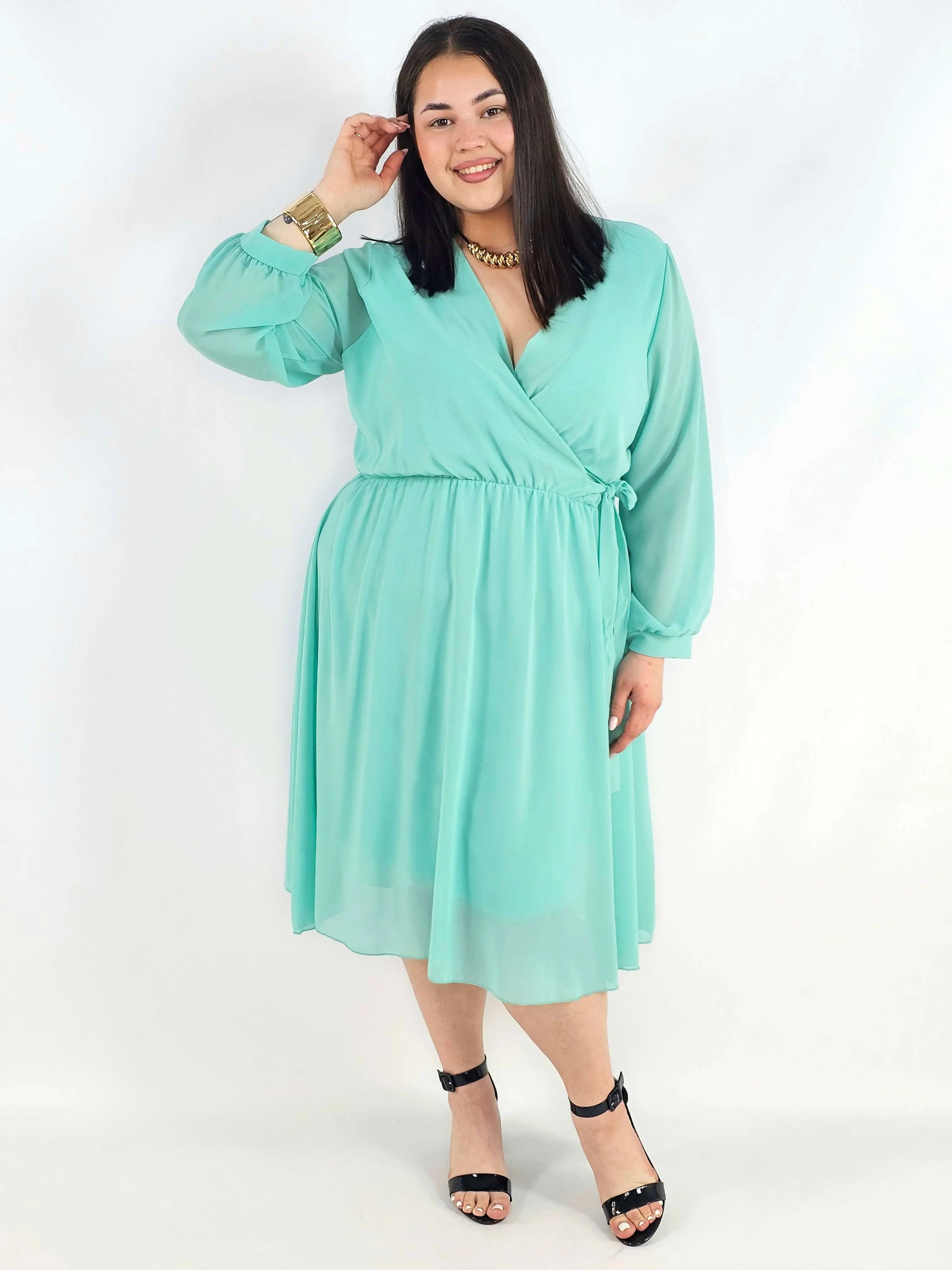 Sukienka plus size kopertowa – elegancka sukienka damska XXL z wiązaniem Stylowa XL