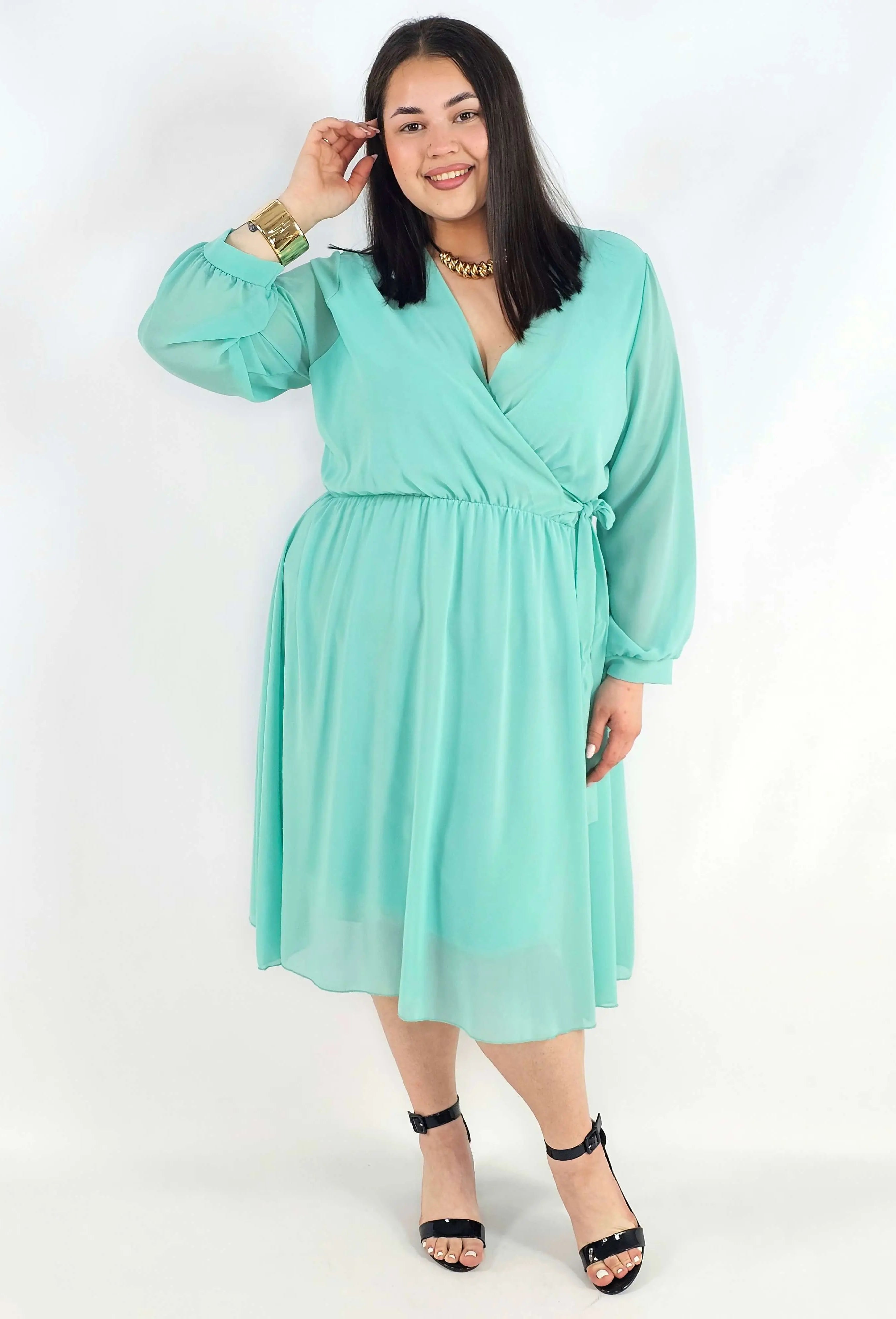 Sukienka plus size kopertowa – elegancka sukienka damska XXL z wiązaniem Stylowa XL