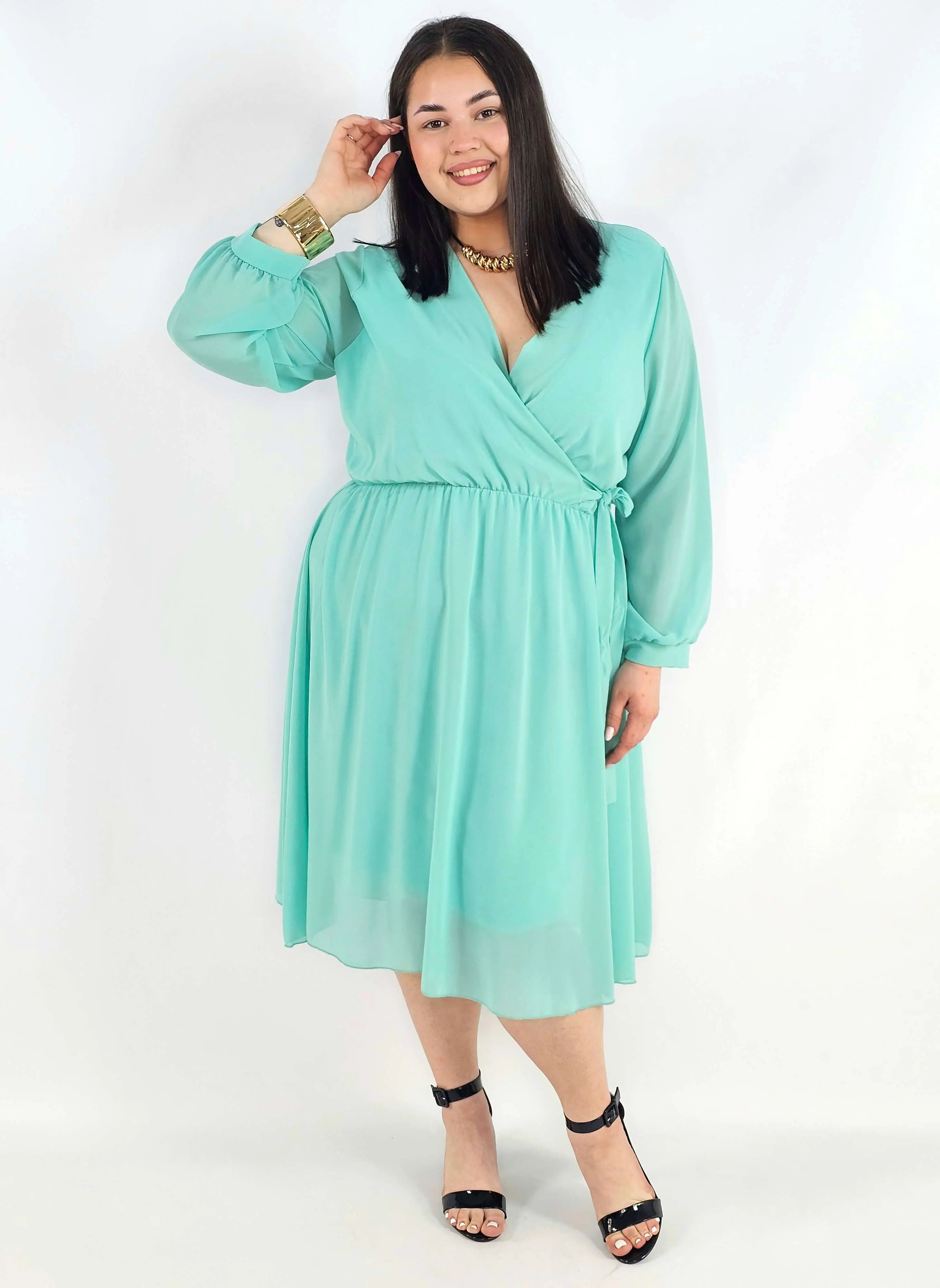 Sukienka plus size kopertowa – elegancka sukienka damska XXL z wiązaniem Stylowa XL