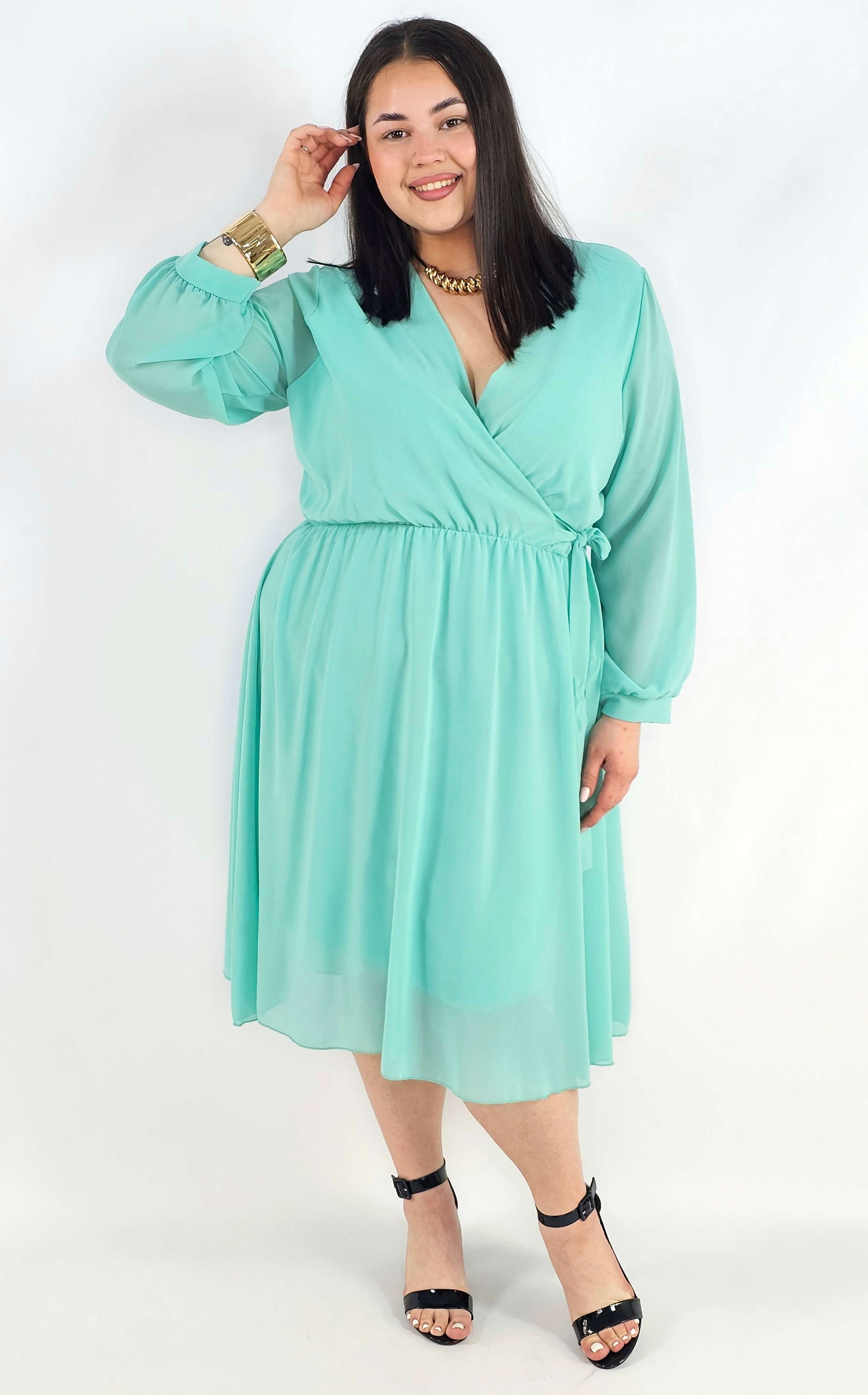 Sukienka plus size kopertowa – elegancka sukienka damska XXL z wiązaniem Stylowa XL