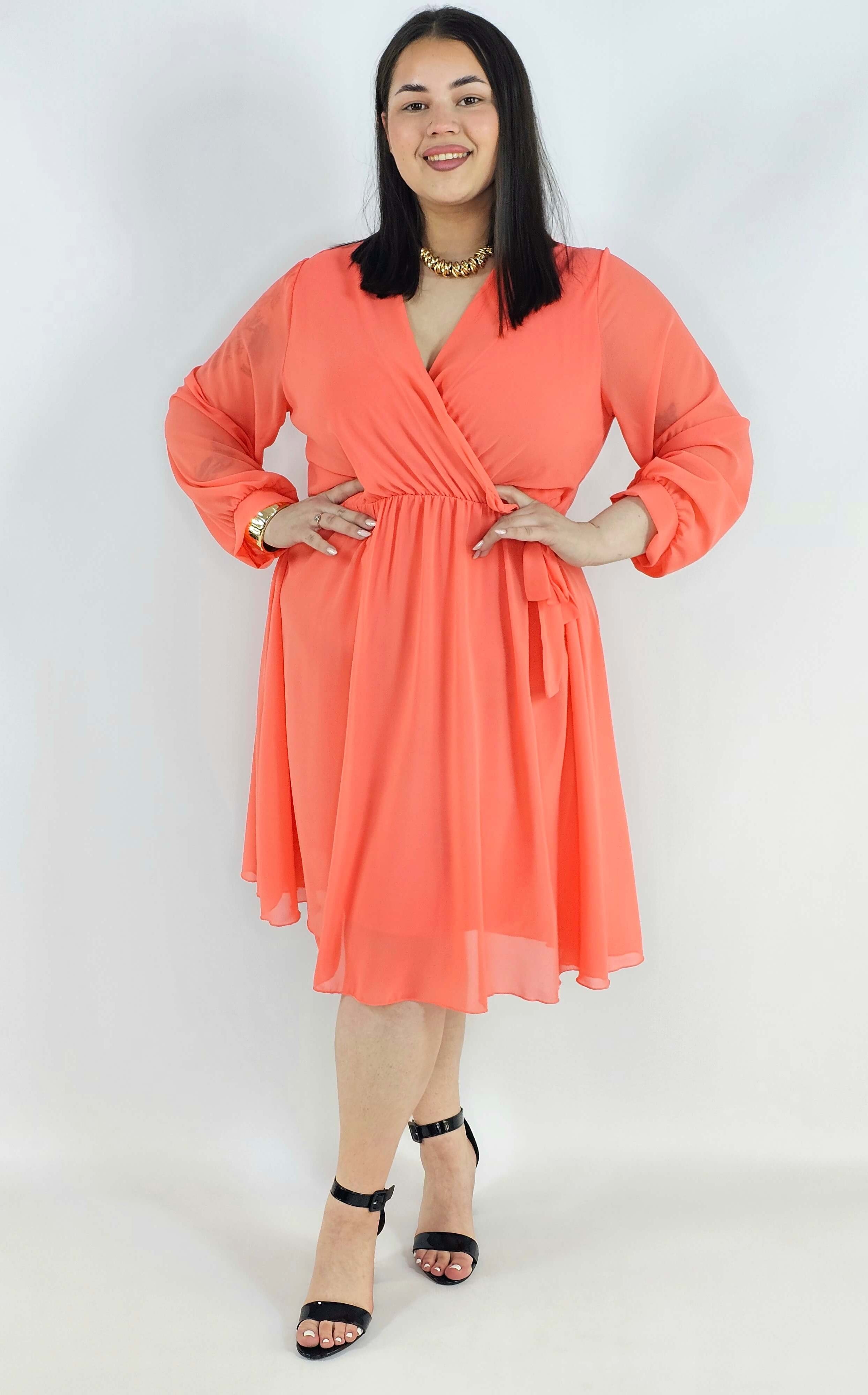 Sukienka plus size kopertowa – elegancka sukienka damska XXL z wiązaniem Stylowa XL