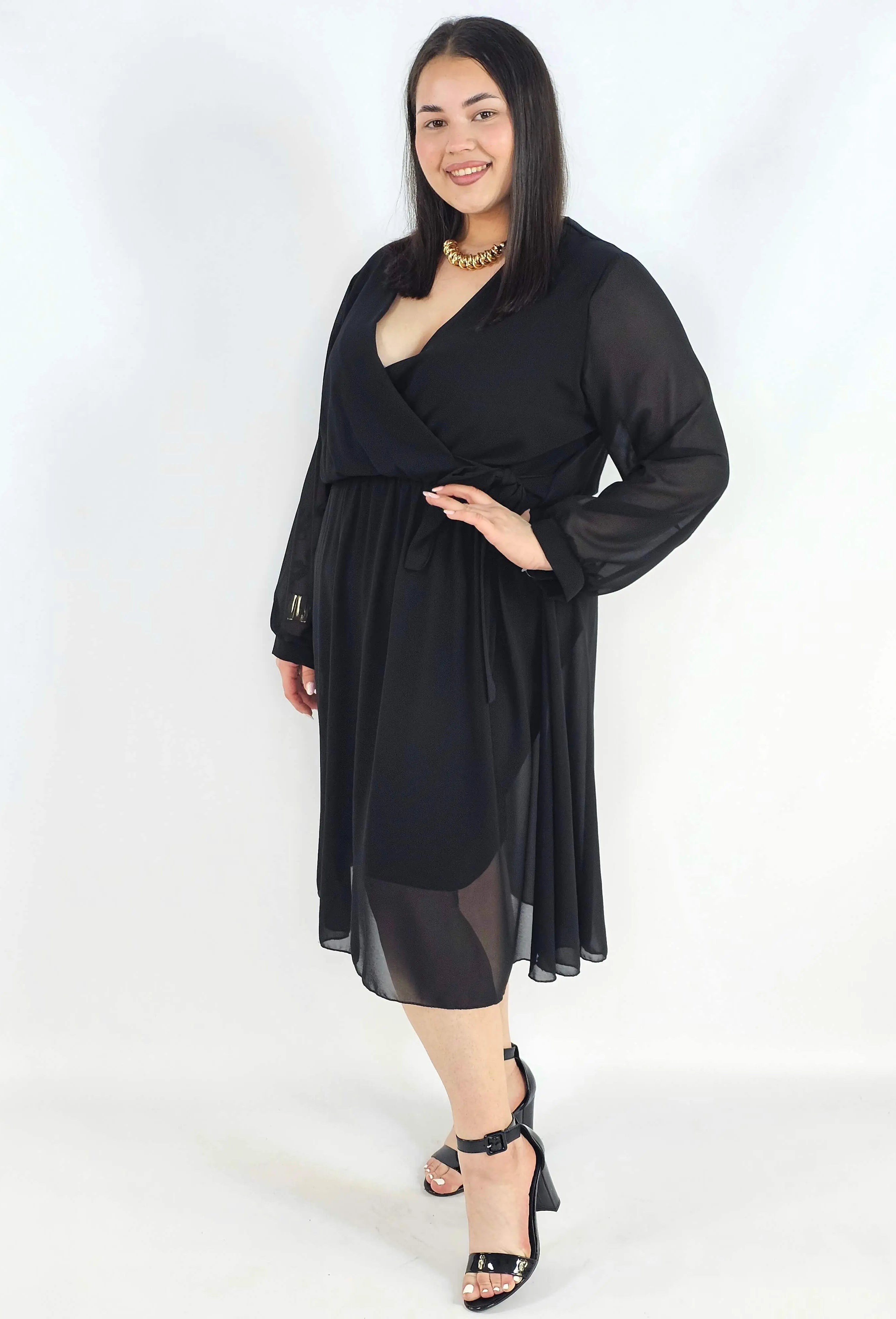 Sukienka plus size kopertowa – elegancka sukienka damska XXL z wiązaniem Stylowa XL
