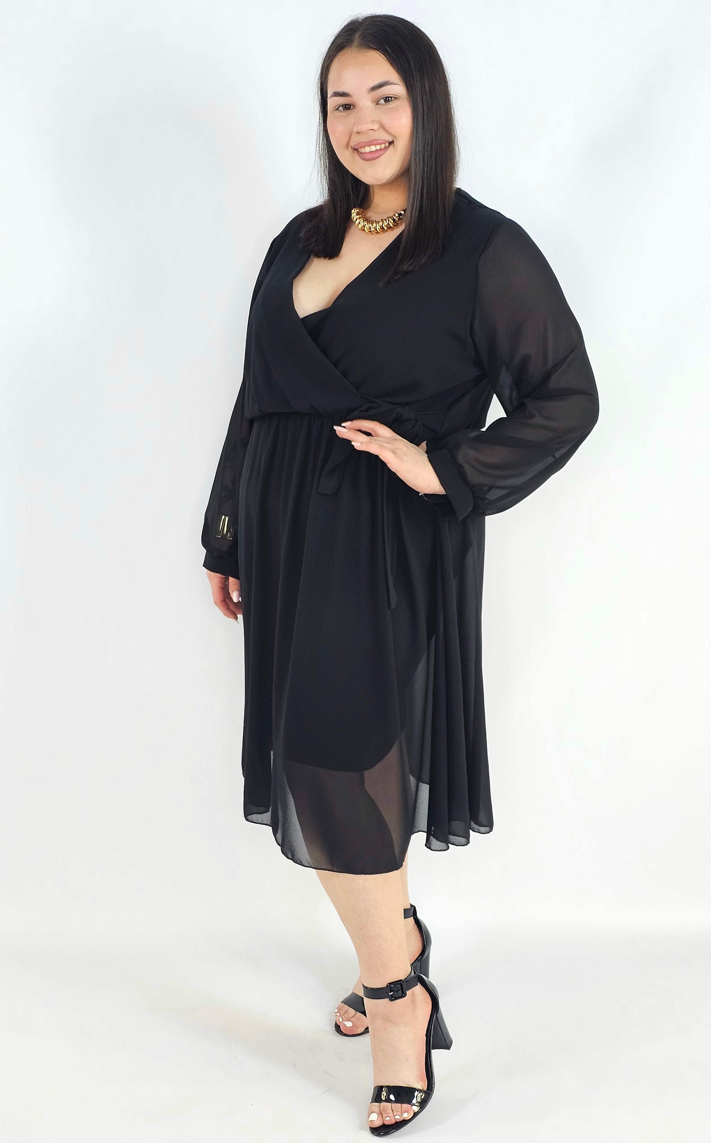 Sukienka plus size kopertowa – elegancka sukienka damska XXL z wiązaniem Stylowa XL