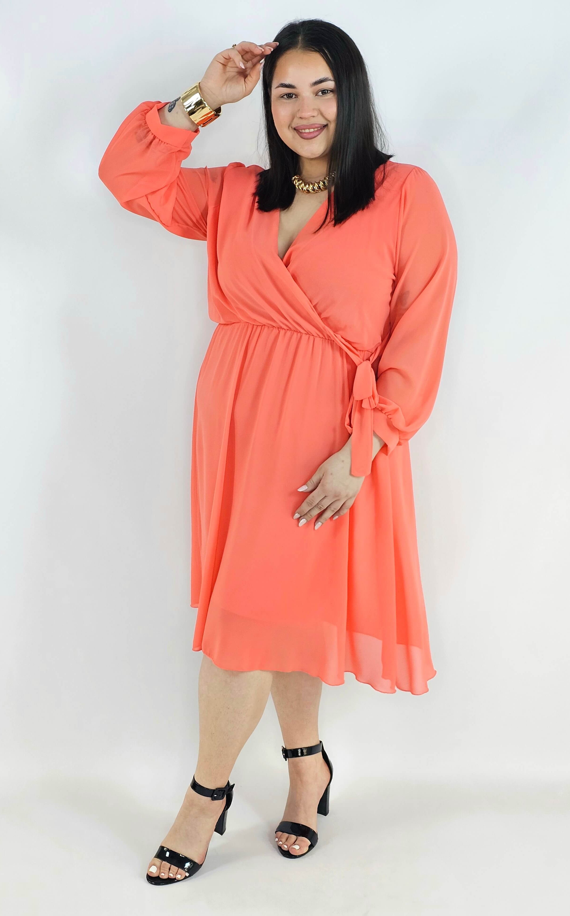 Sukienka plus size kopertowa – elegancka sukienka damska XXL z wiązaniem Stylowa XL