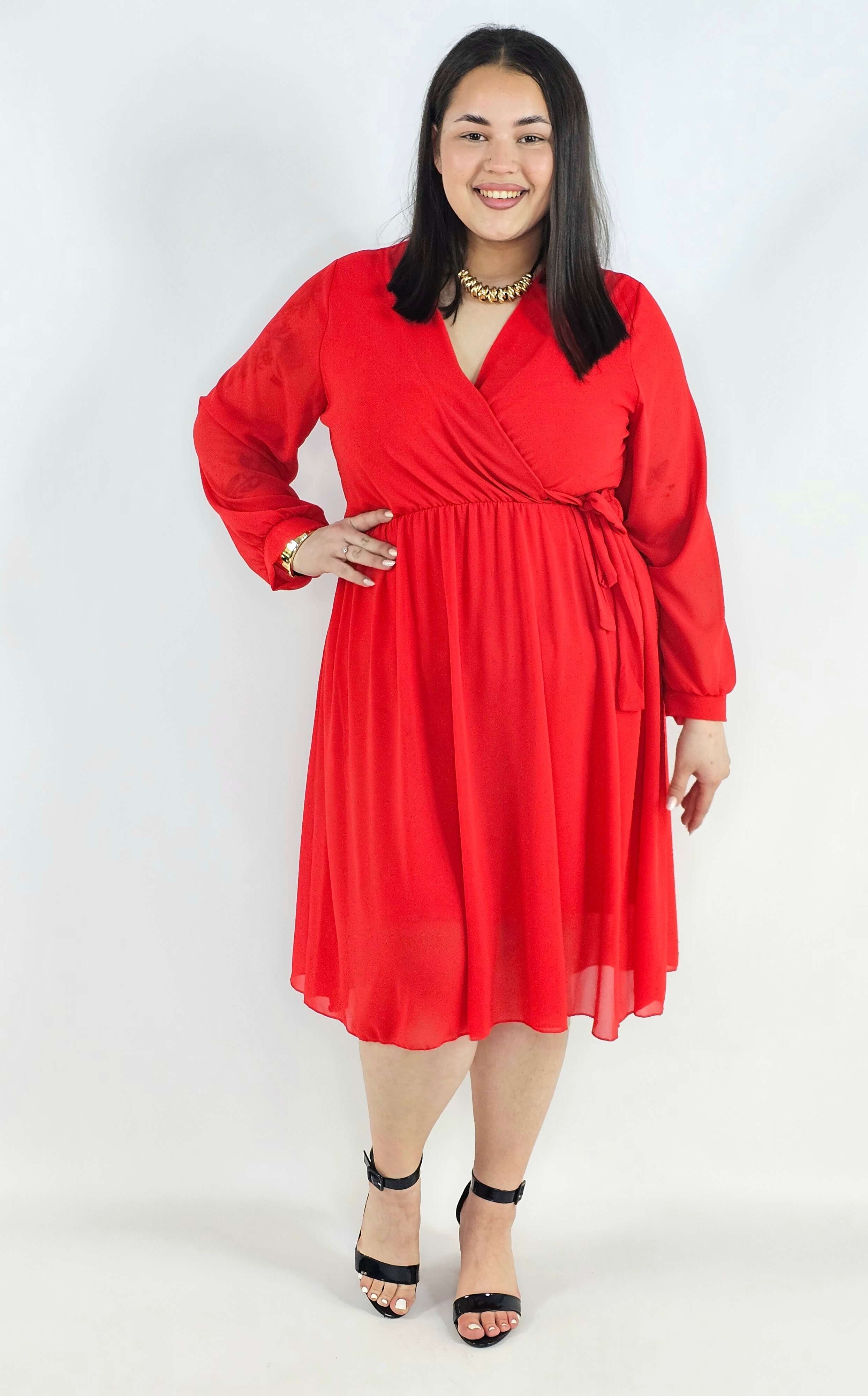 Sukienka plus size kopertowa – elegancka sukienka damska XXL z wiązaniem Stylowa XL