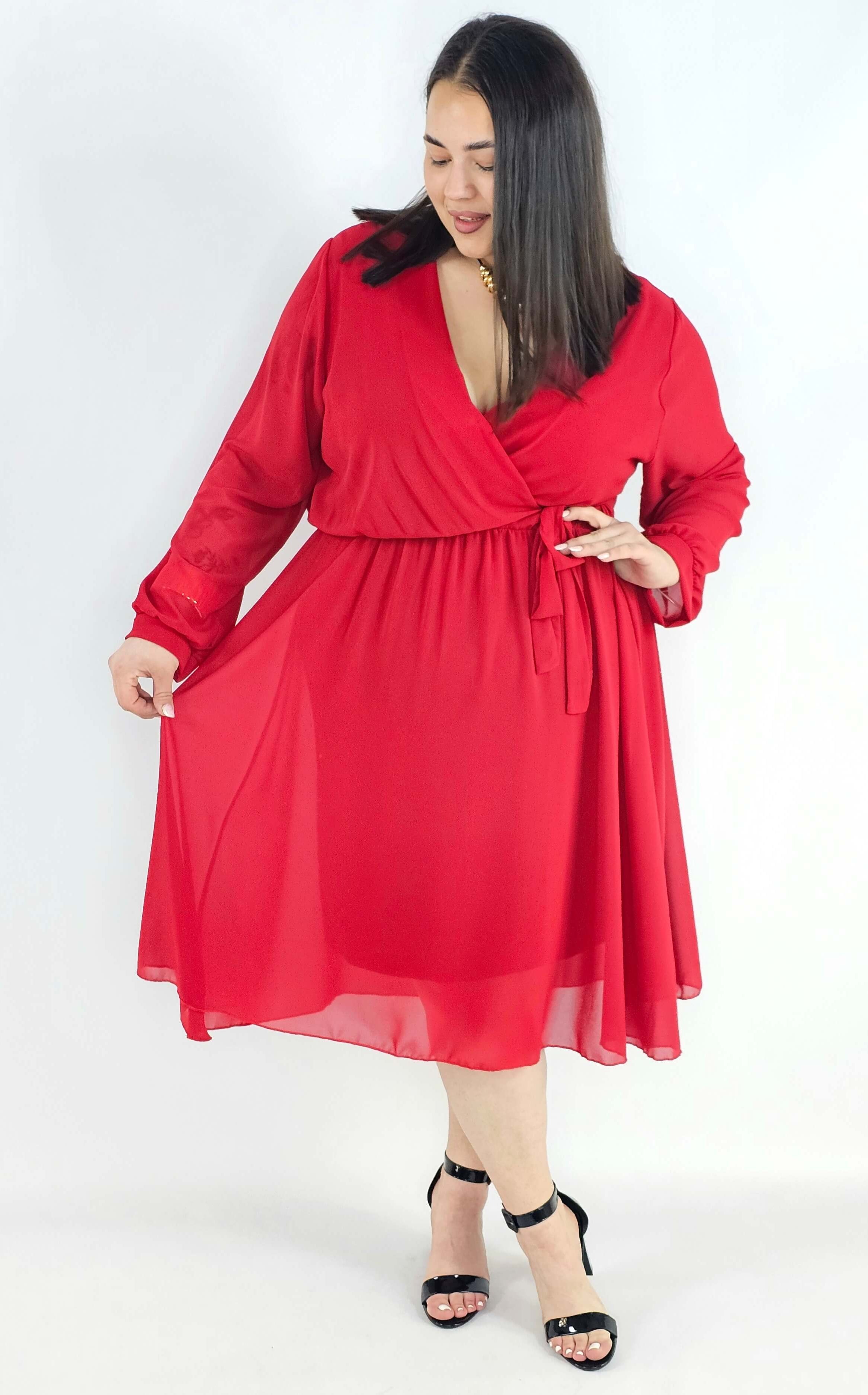 Sukienka plus size kopertowa – elegancka sukienka damska XXL z wiązaniem Stylowa XL