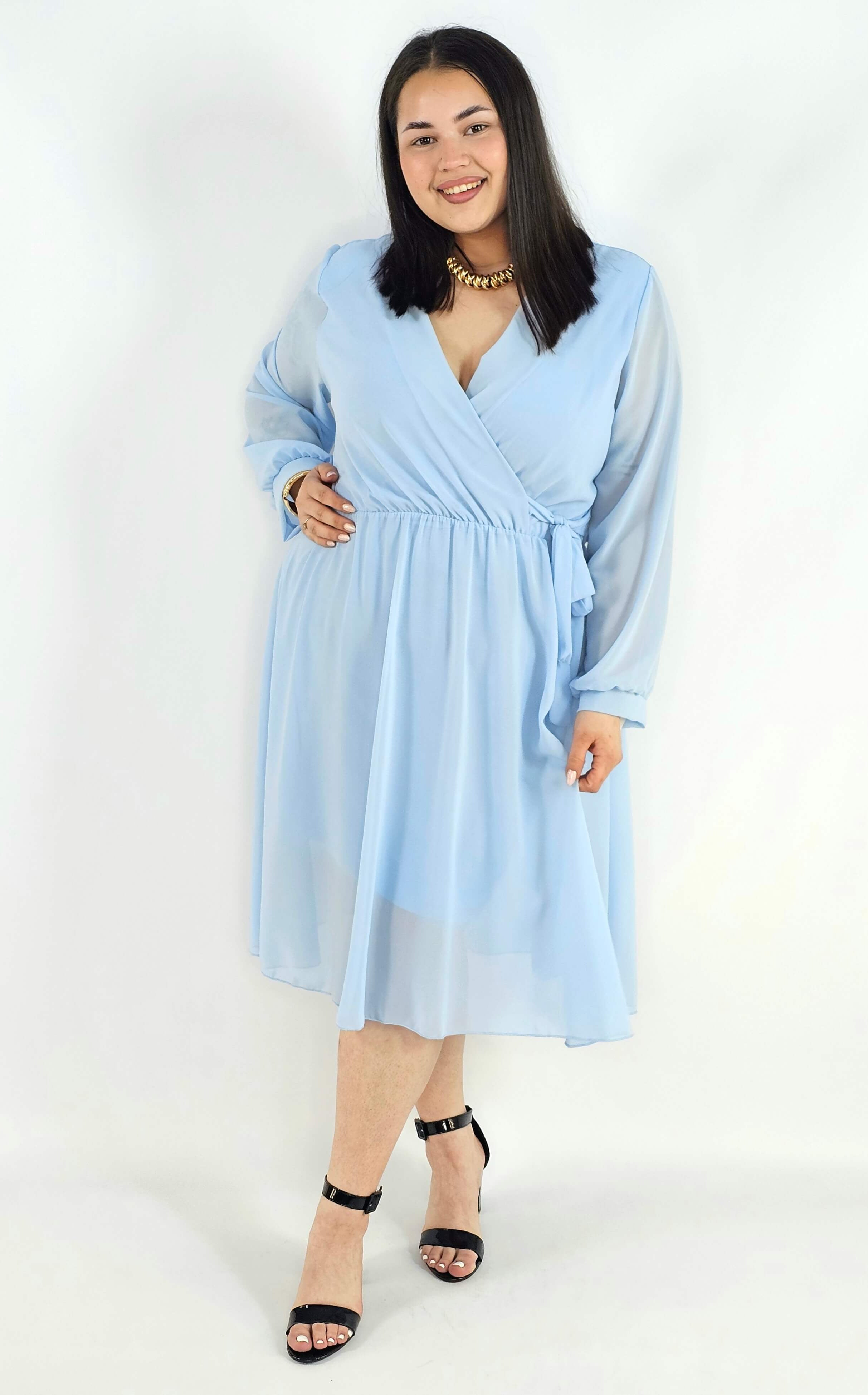 Sukienka plus size kopertowa – elegancka sukienka damska XXL z wiązaniem Stylowa XL
