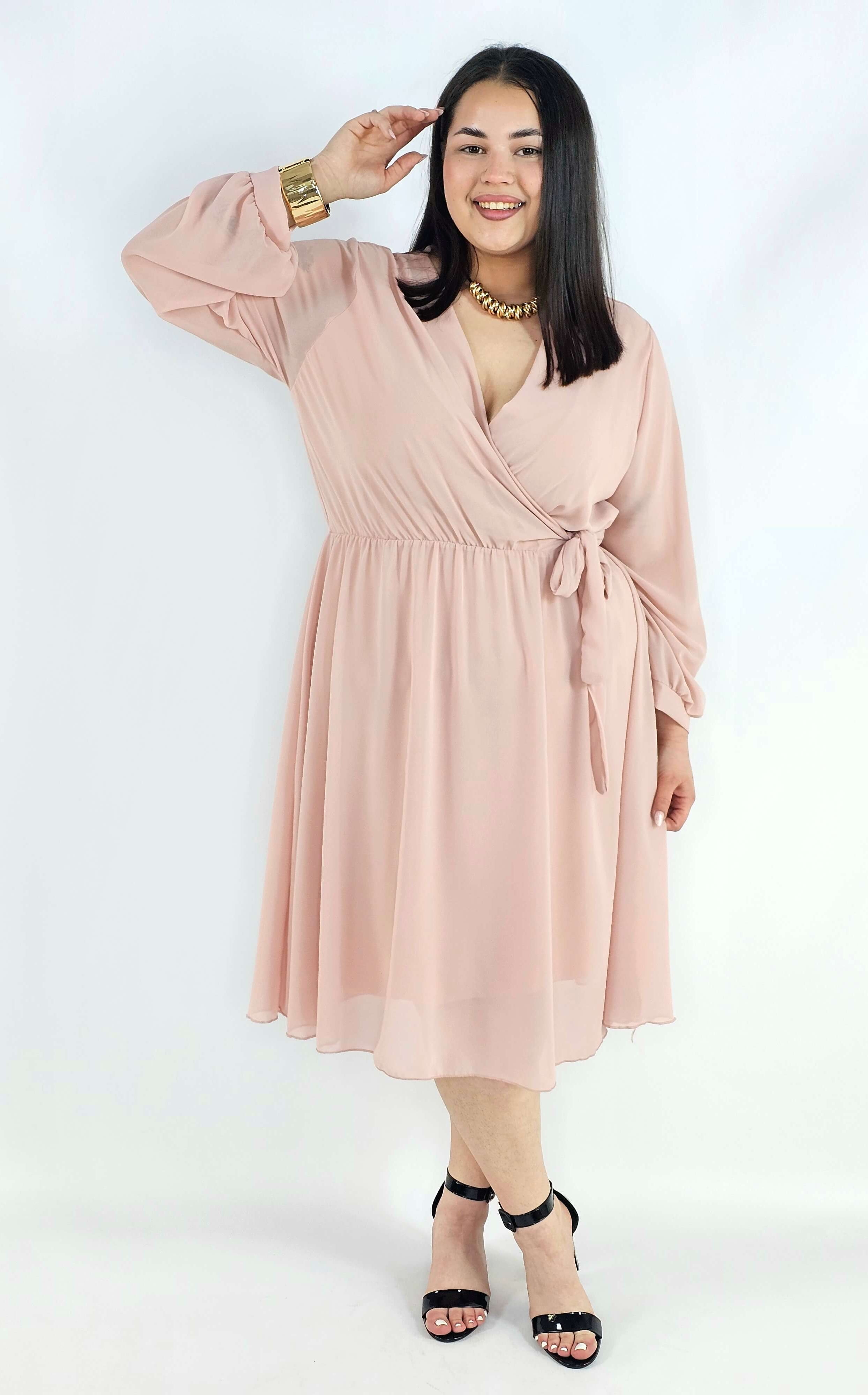 Sukienka plus size kopertowa – elegancka sukienka damska XXL z wiązaniem Stylowa XL