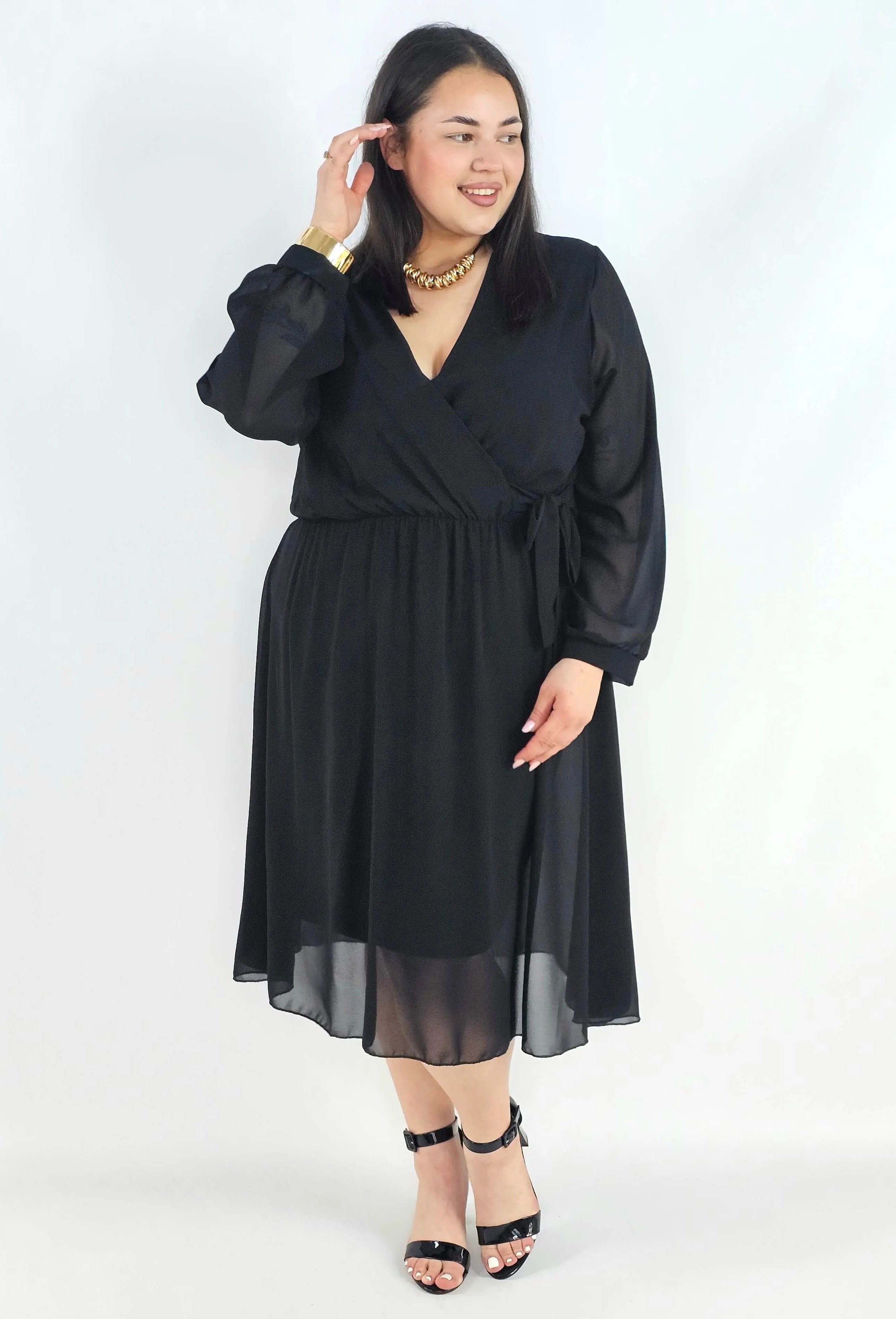 Sukienka plus size kopertowa – elegancka sukienka damska XXL z wiązaniem Stylowa XL