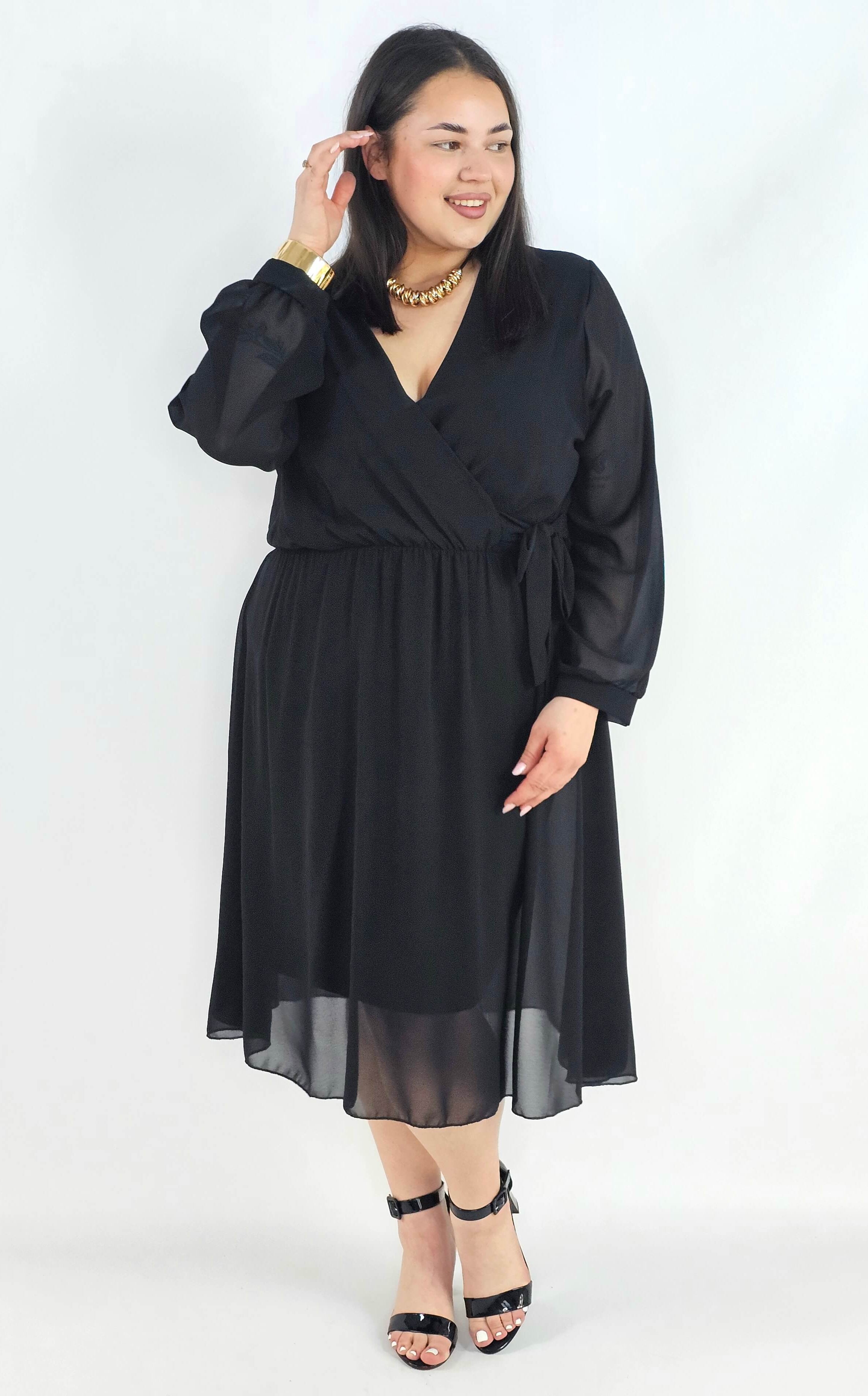 Sukienka plus size kopertowa – elegancka sukienka damska XXL z wiązaniem Stylowa XL
