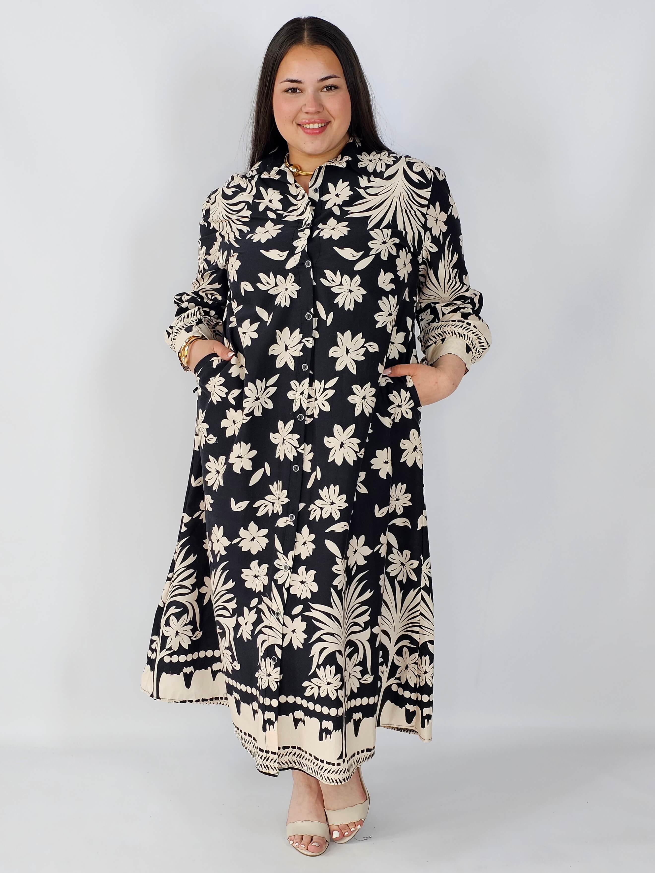 Sukienka plus size koszulowa w kwiatowy wzór – elegancka i wygodna Stylowa XL