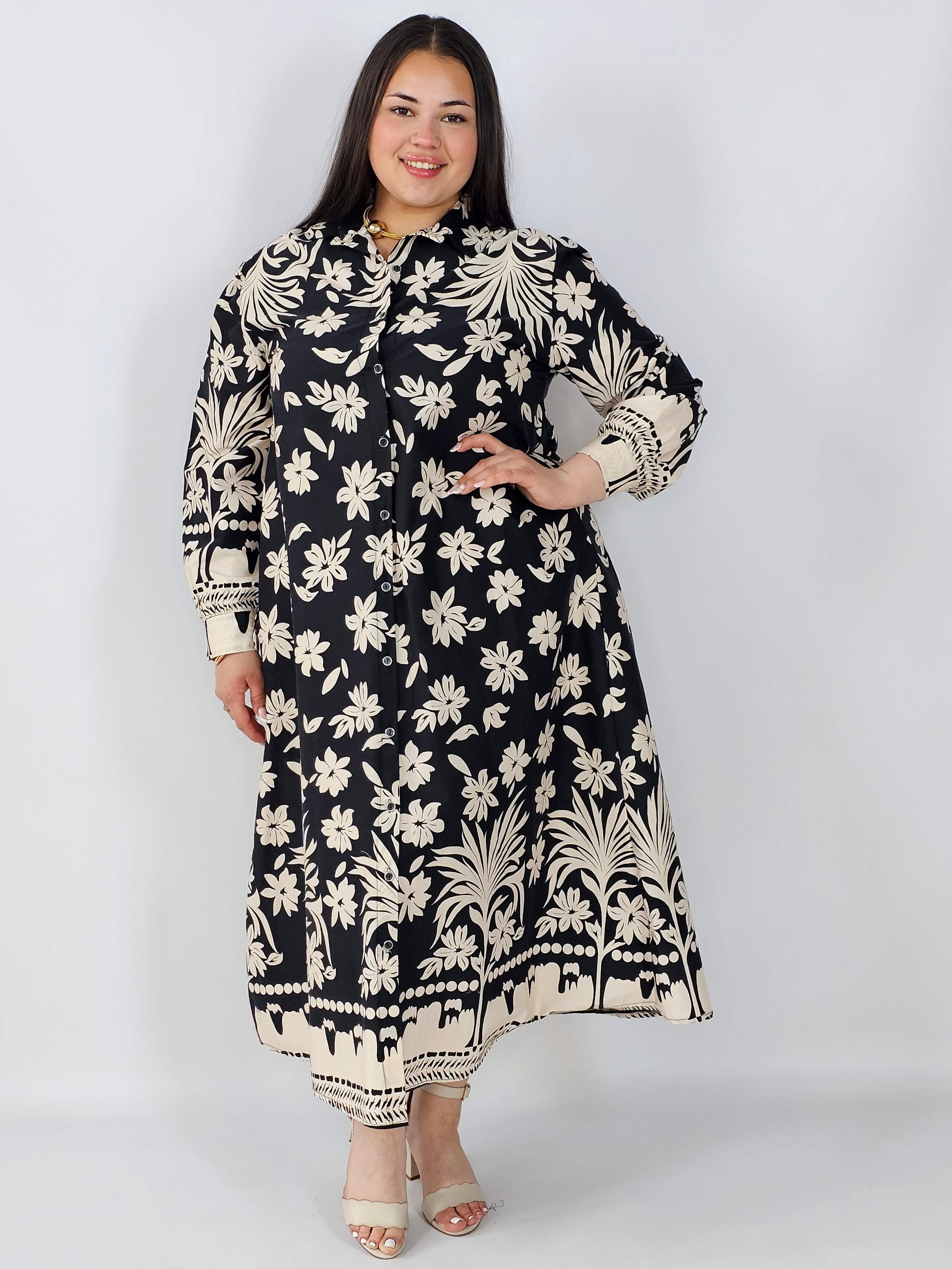 Sukienka plus size koszulowa w kwiatowy wzór – elegancka i wygodna Stylowa XL