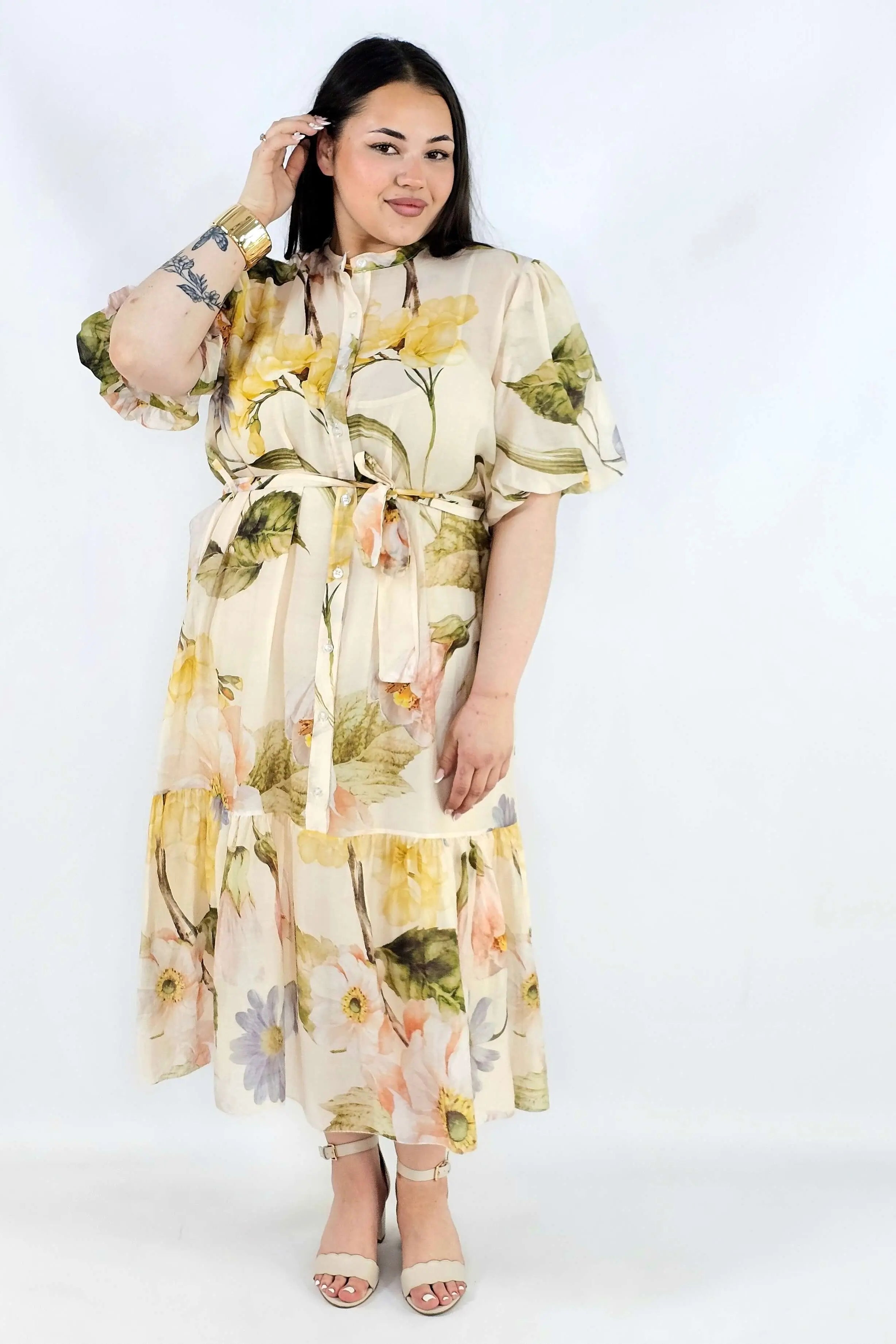 Sukienka plus size koszulowa w kwiaty XXL – elegancja i lekkość na komunię i wesele Stylowa XL